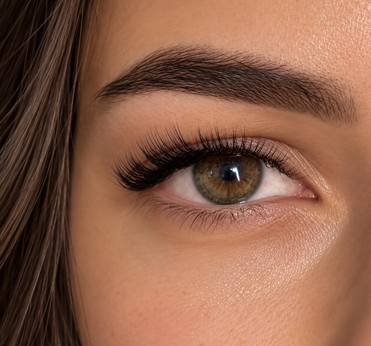 a closeup of the eye with eyelash extensions