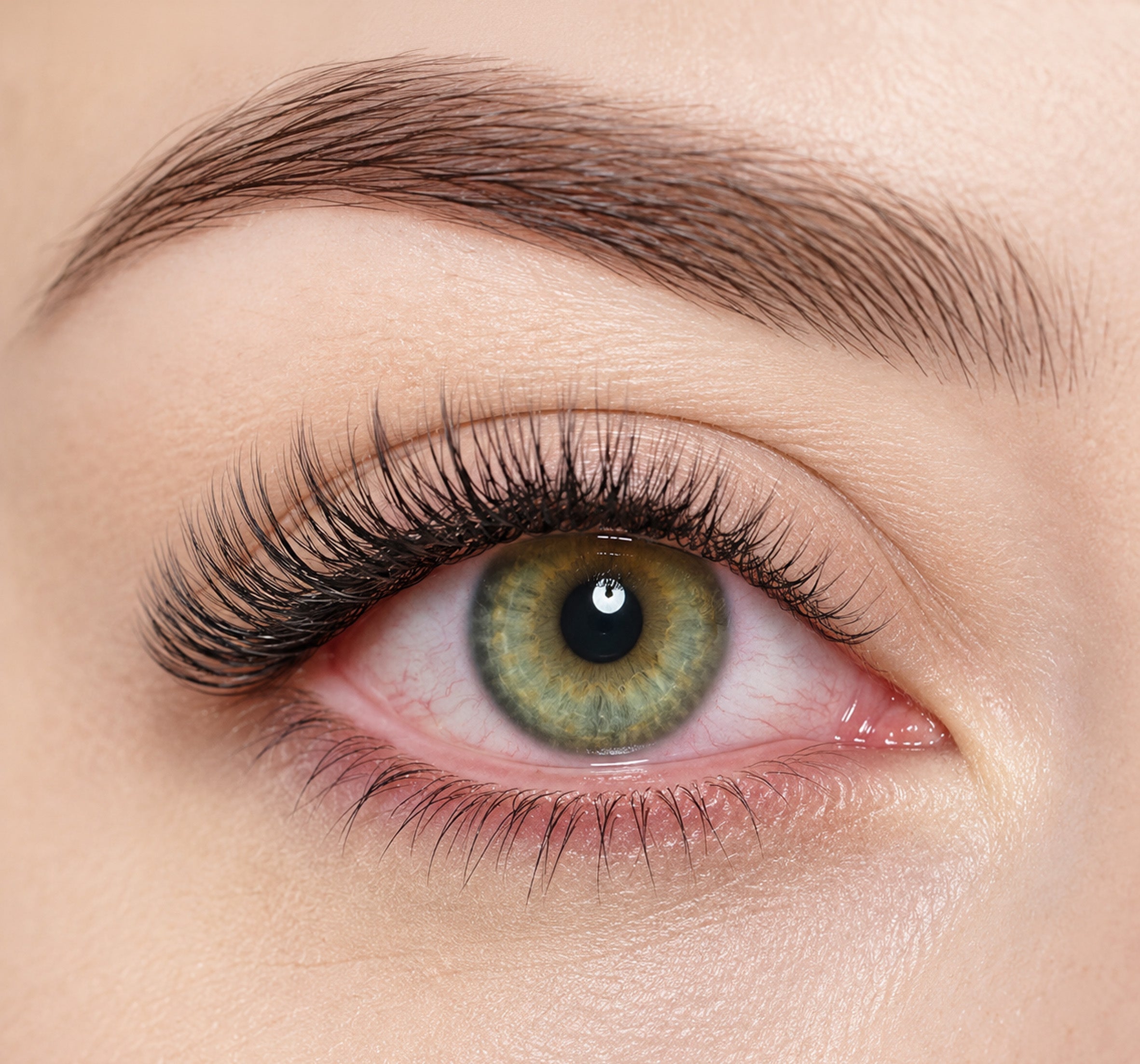 A closeup of an irritated eye