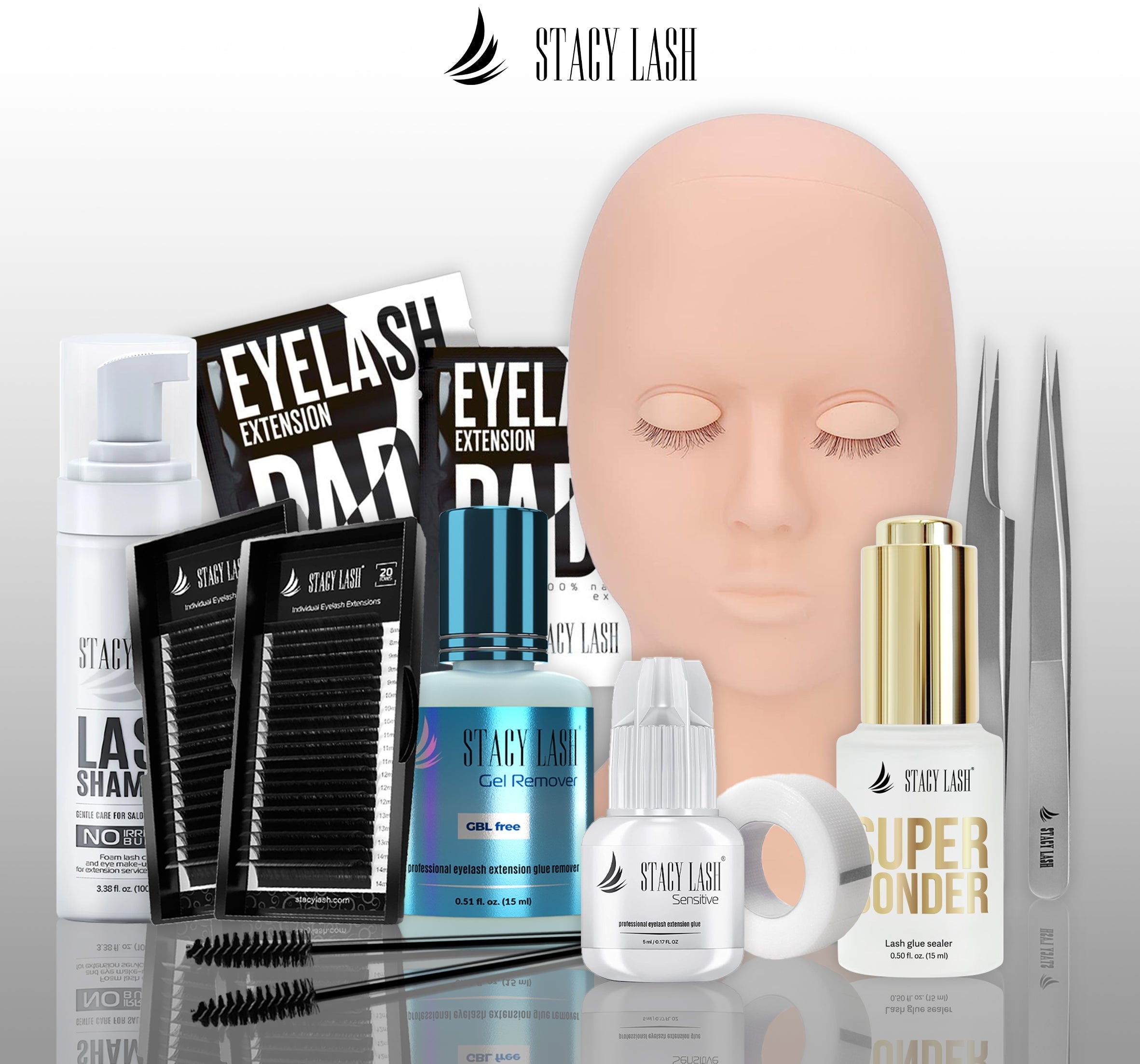 manequinn head and lots of Stacy Lash products forming a kit