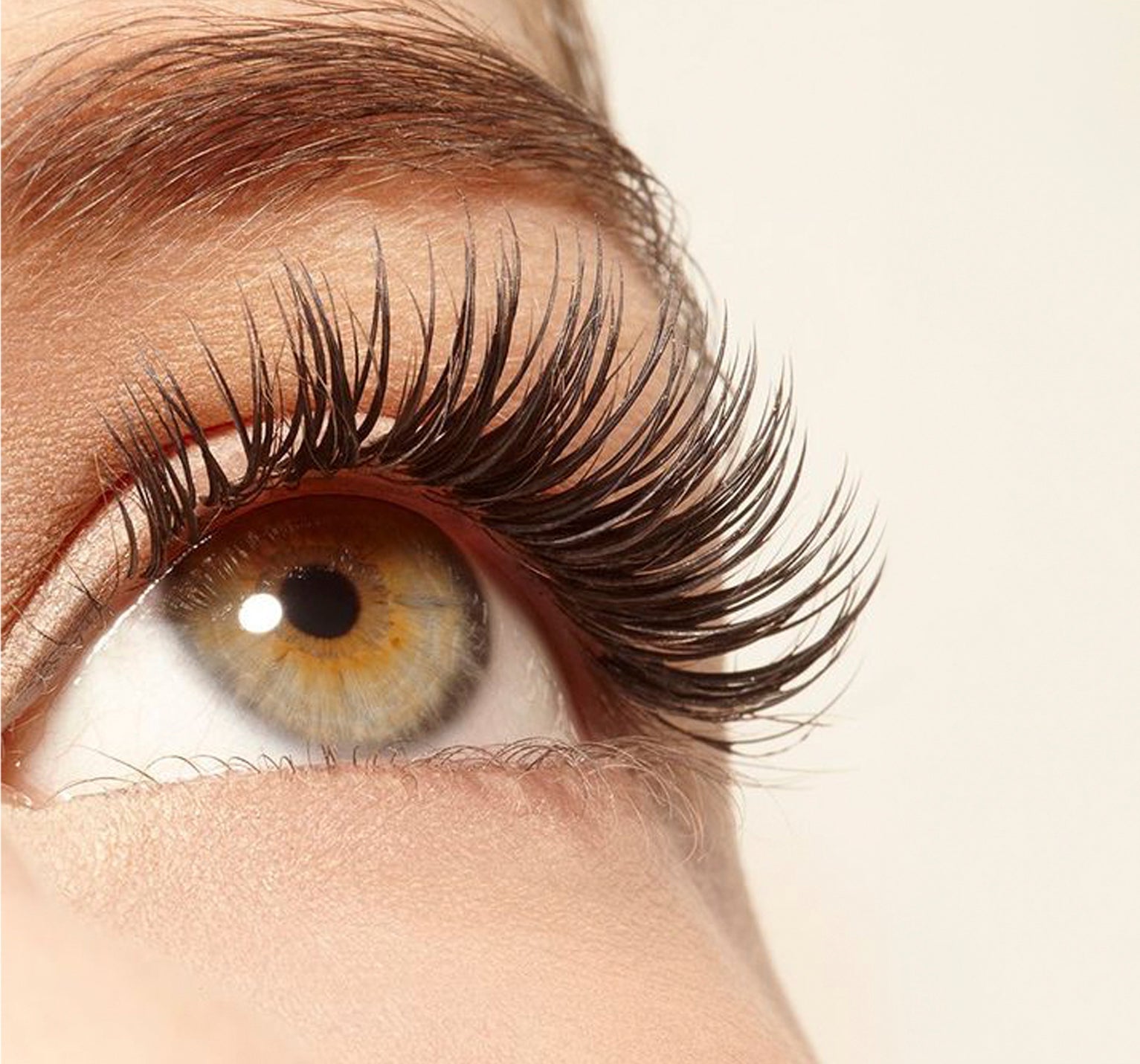 a closeup of an with eyelash extensions on