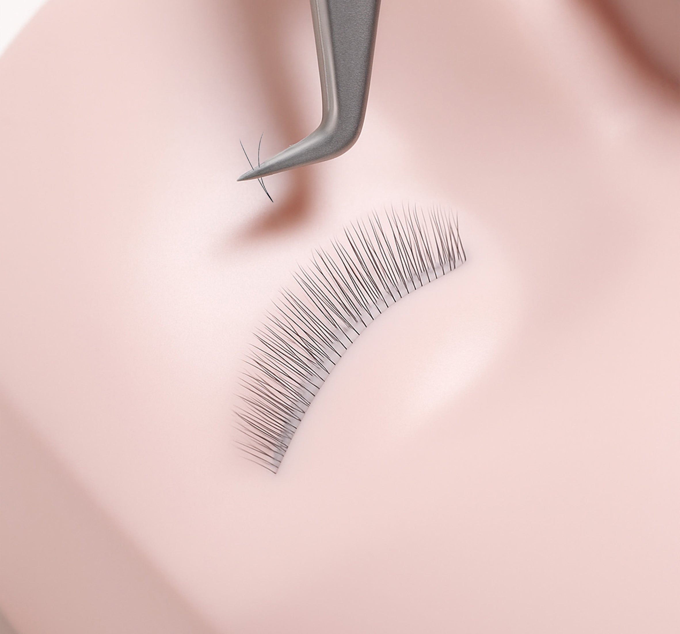 attaching lash extensions to mannequin