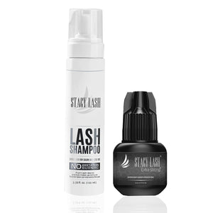 Stacy Lash Bundle: Extra Strong Eyelash Extension Glue 5ml & Lash Shampoo 100ml