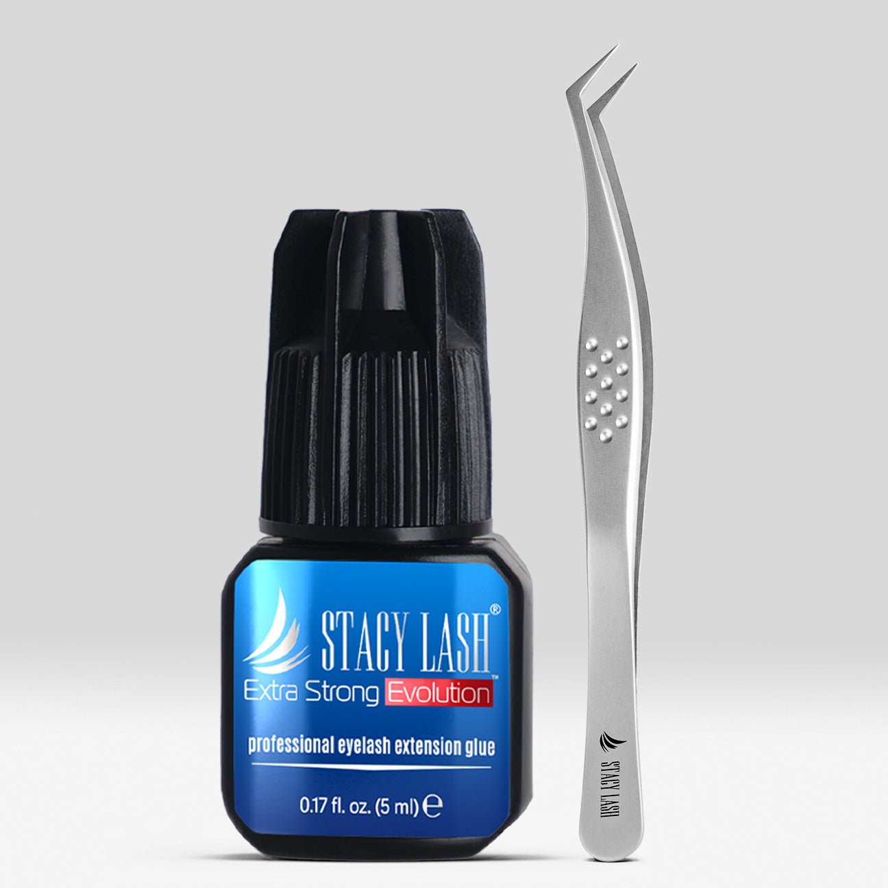 Stacy Lash Bundle: Evolution 5ml & STL - 14 Eyelash Extension Tweezers -