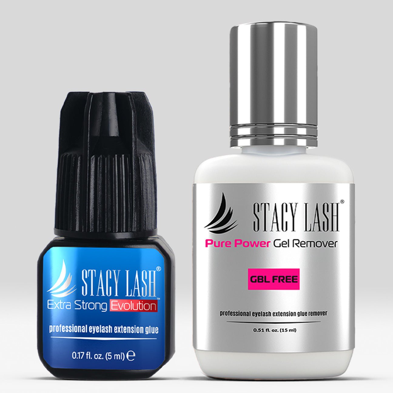 Stacy Lash Bundle: Evolution Eyelash Extension Glue 5ml & Pure Power Gel Remover 15 ml -