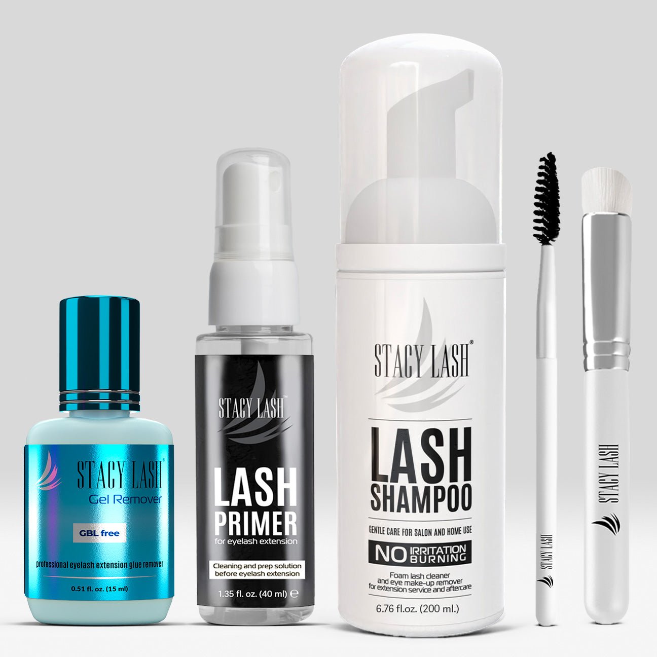Stacy Lash Bundle: Primer 40ml & Gel Remover 15ml/0.51 fl.oz & Lash Shampoo 200ml / 6.76fl.oz -