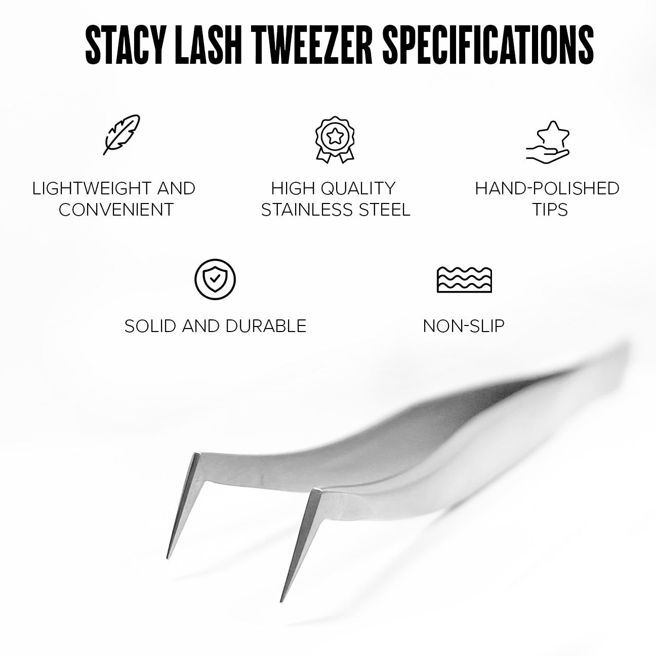 Stacy Lash STL - 12 Curved L - Shaped Multifunctional Tweezers for Eyelash Extensions -