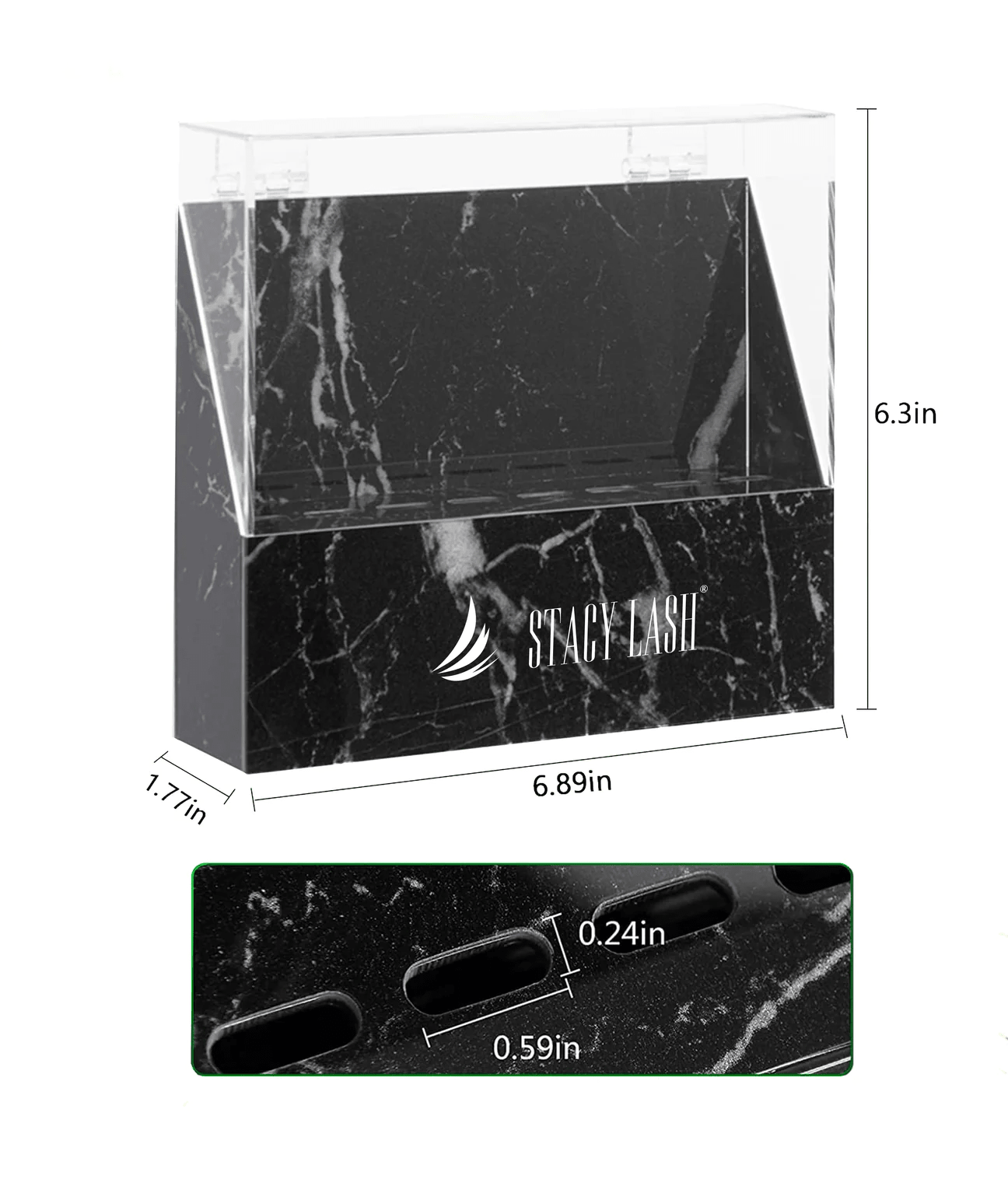 Stacy Lash Tweezer Holder - Storage Rack with Dust Cover - Black