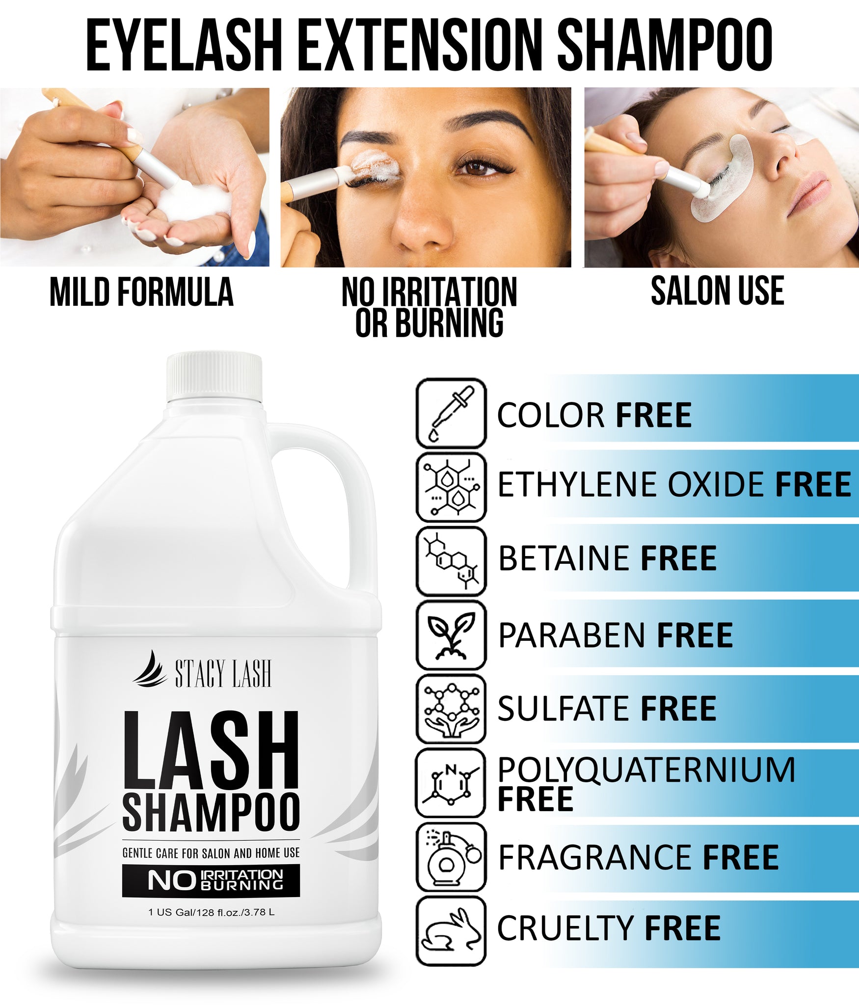 Stacy Lash Bundle: Eyelash Extension Shampoo 1 US Gal & 100 Pairs Set Under Eye Gel Pads photo 9