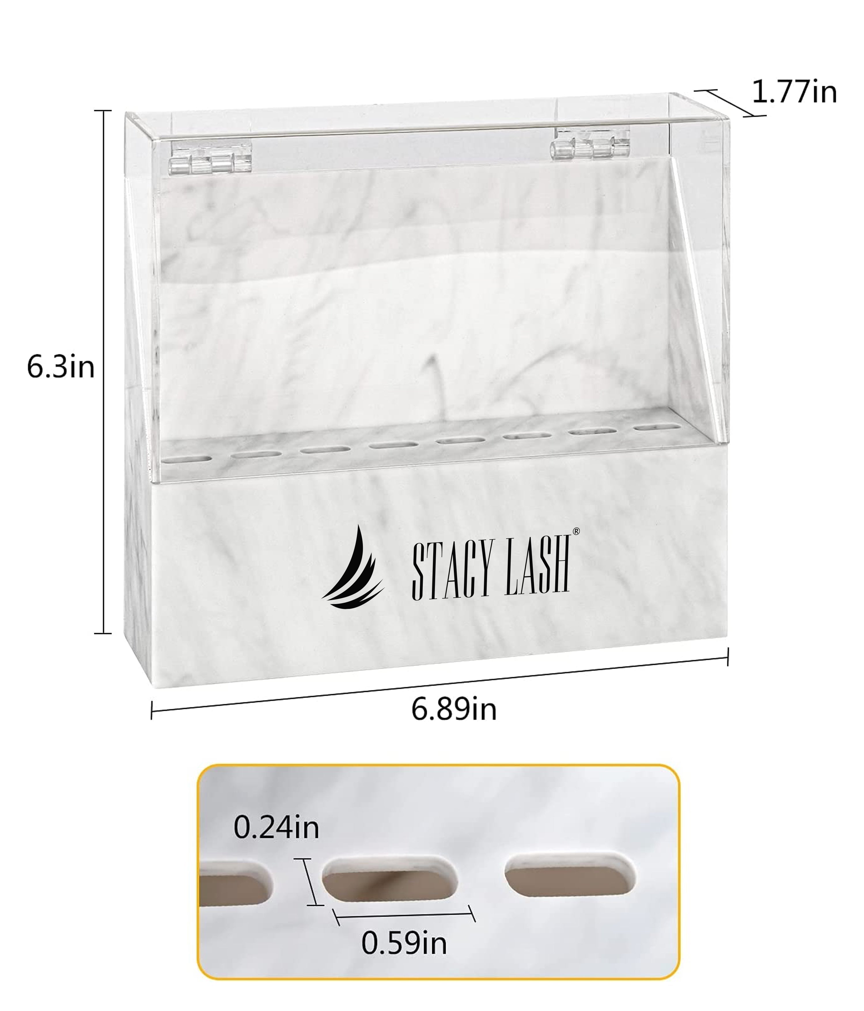 Stacy Lash Tweezer Holder - Storage Rack with Dust Cover - White