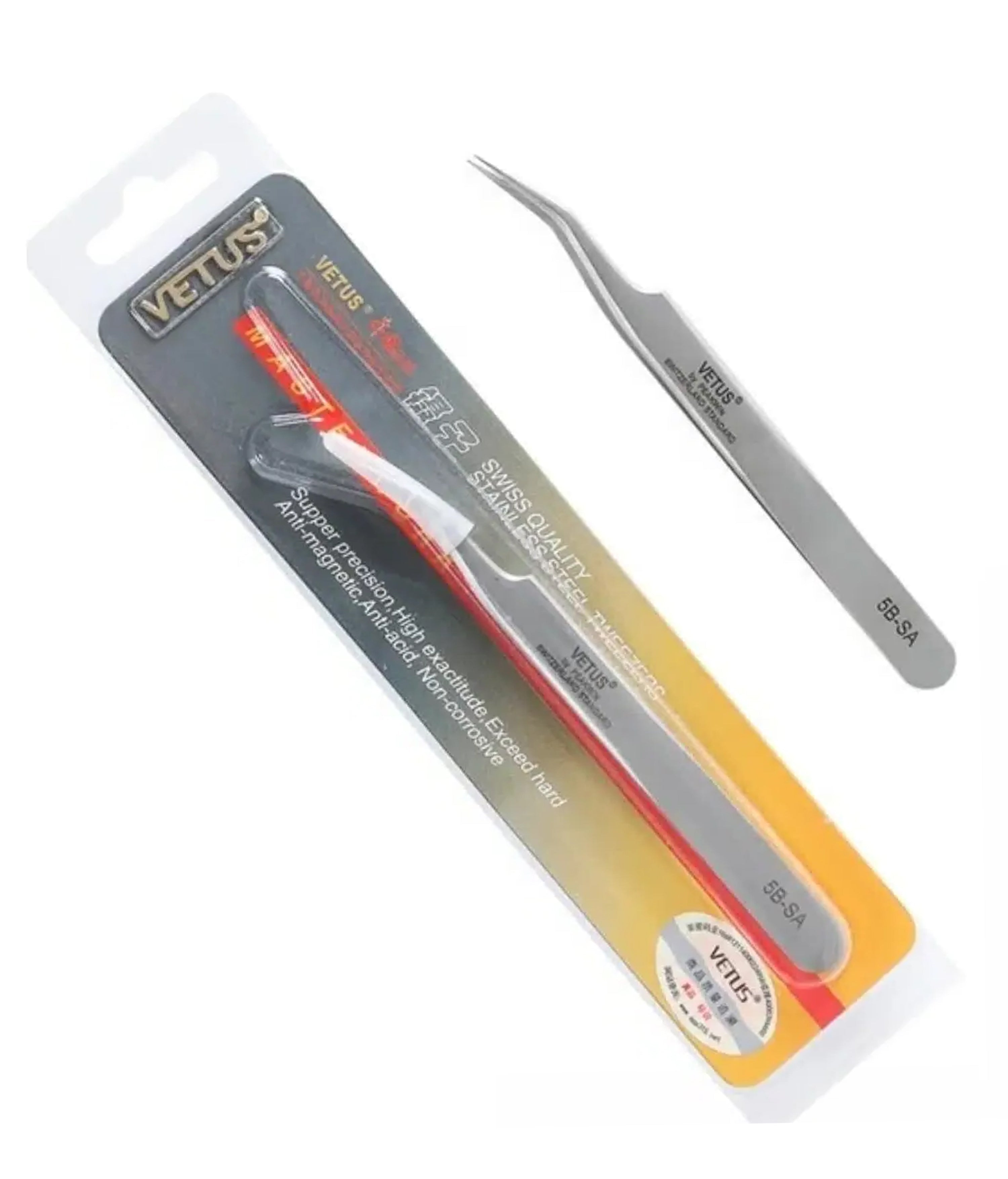 Vetus 5B - SA S - Shape Tweezers for Isolation, Classic and Volume Eyelash Extensions -