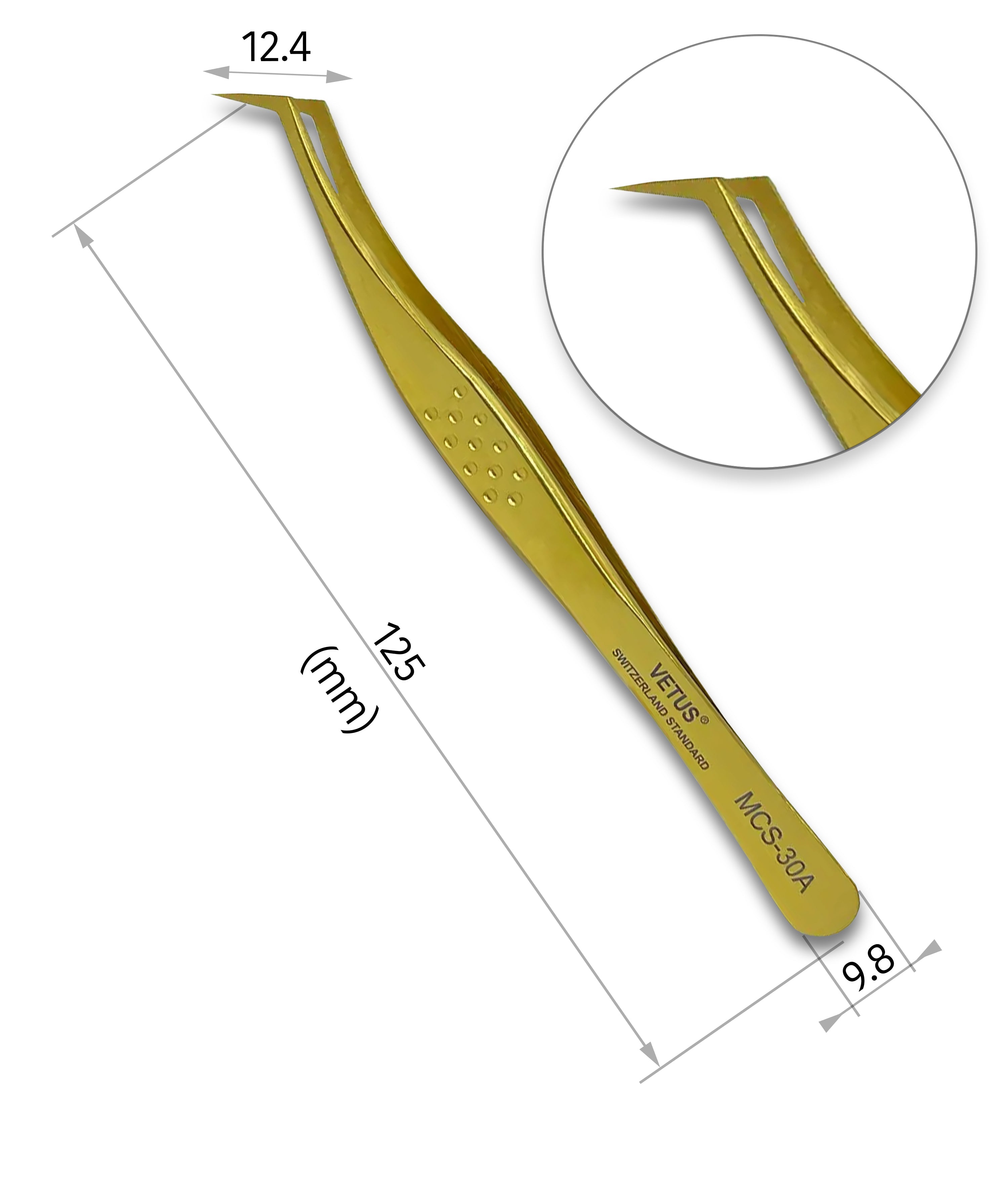 Vetus MCS - 30A L - Shape Tweezers for Classic and Volume Eyelash Extensions -