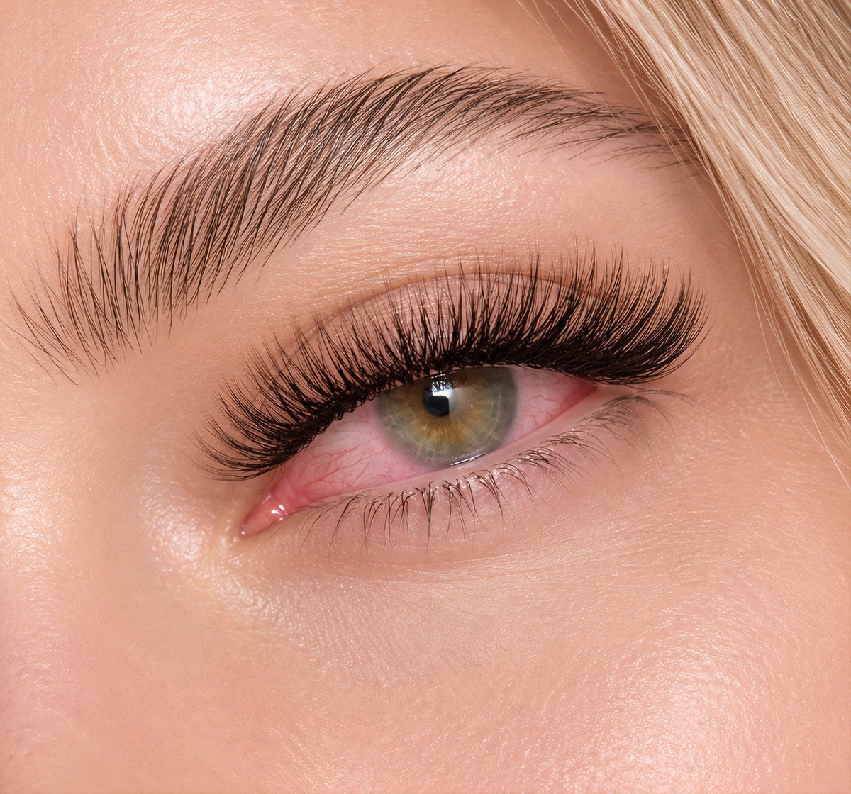 An irritated eye from eyelash extensions