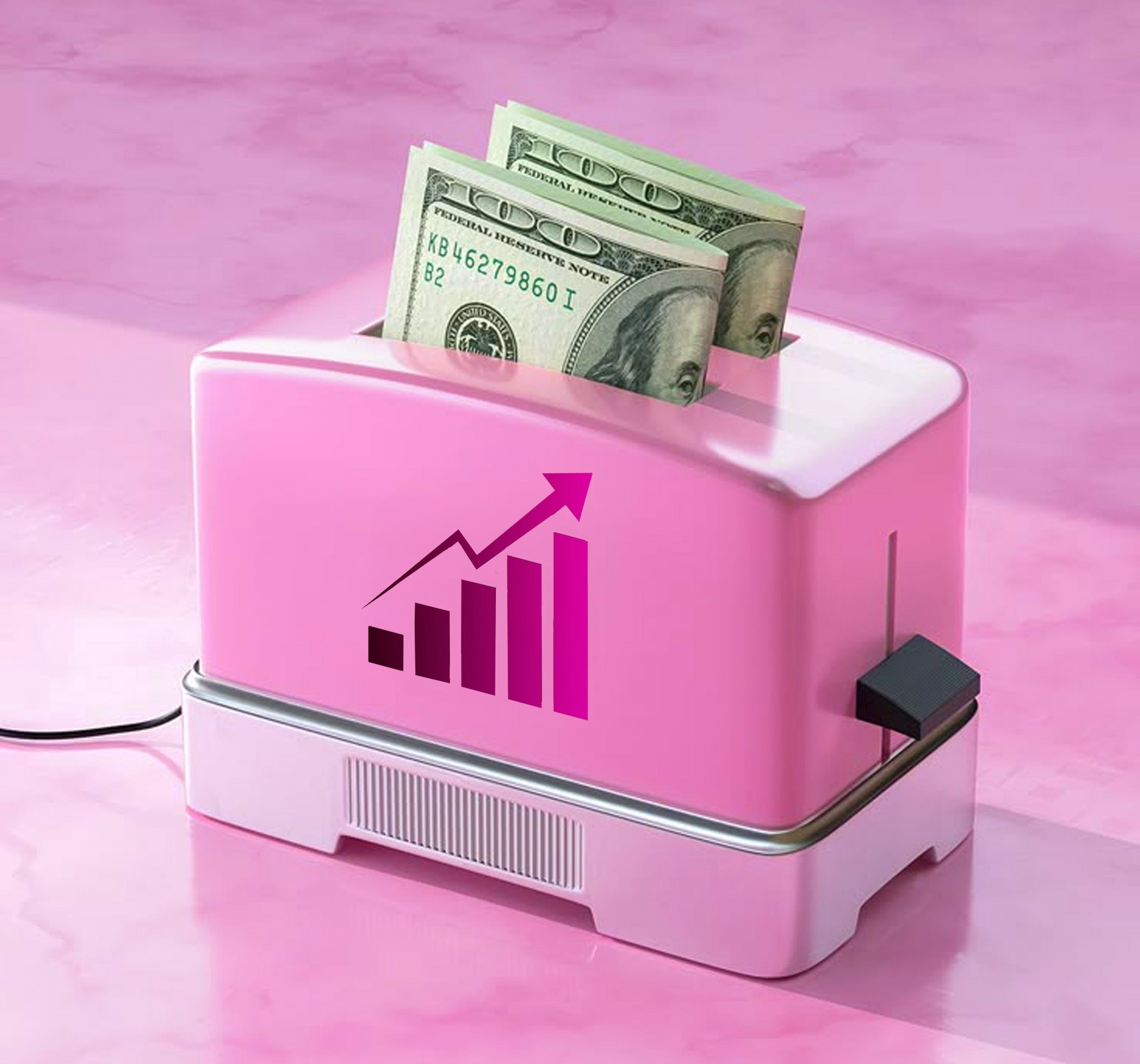 a toaster with money in it