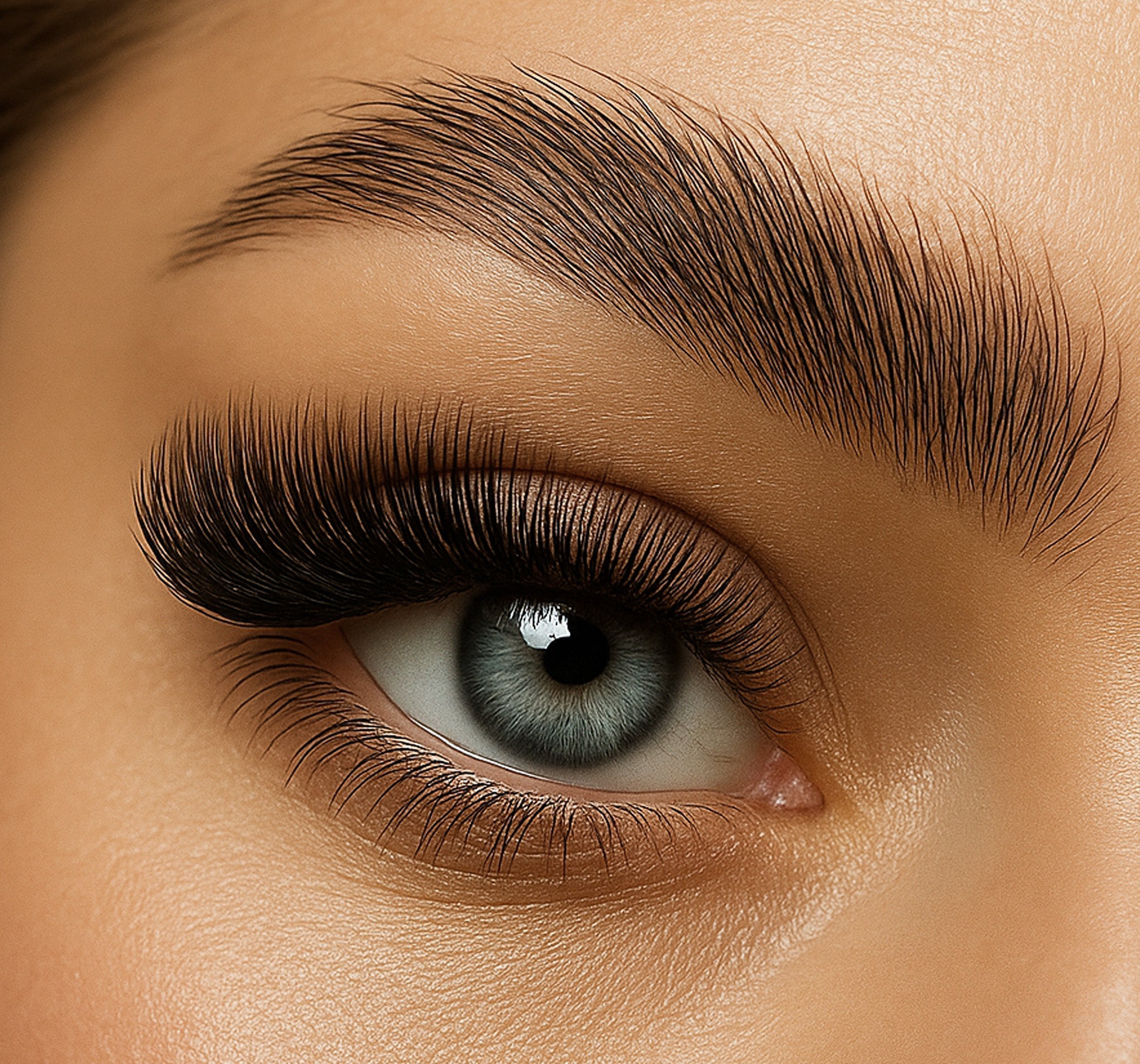 an eye with lash extensions on