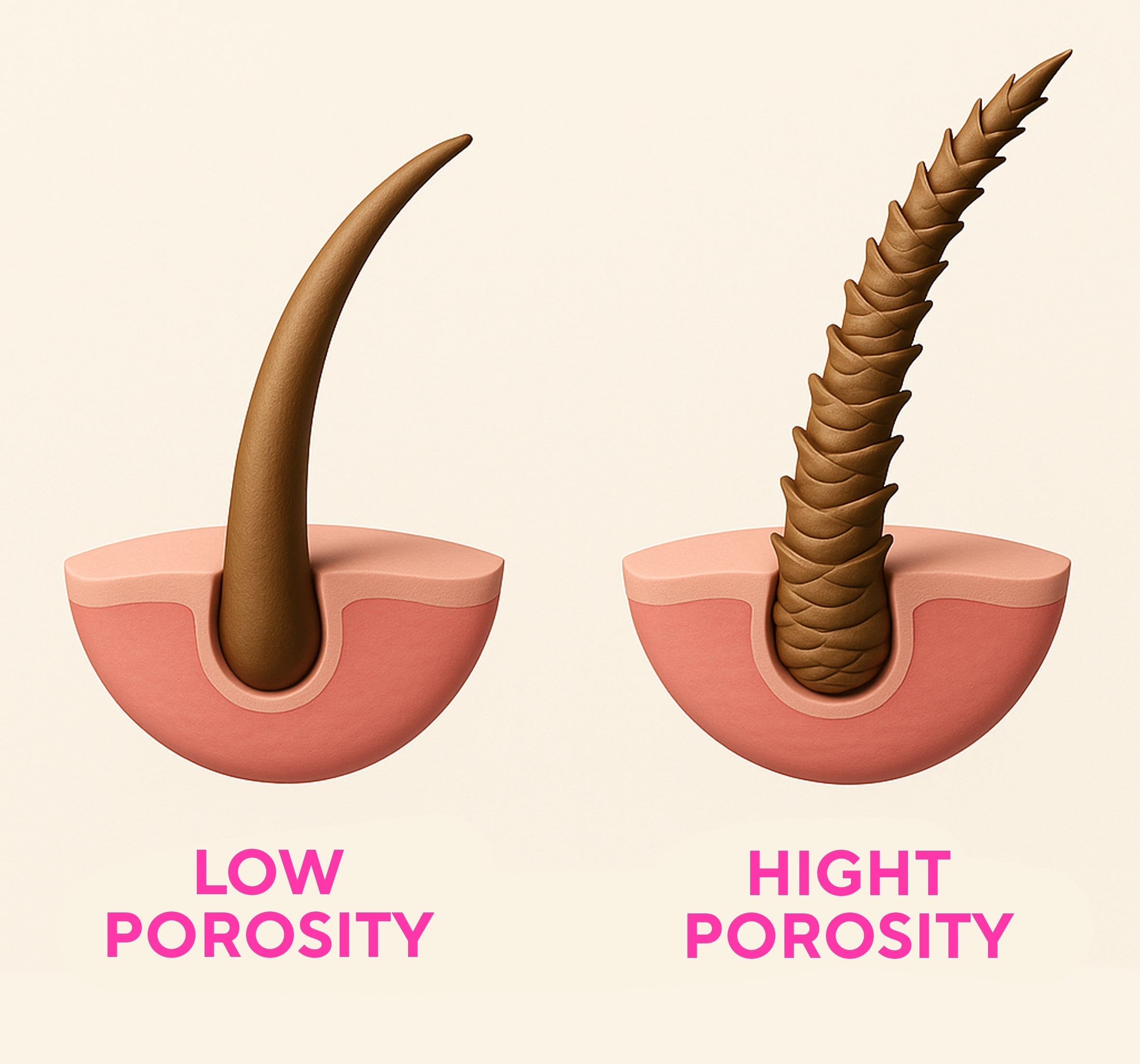 infographics showcasing lashes with low and high porosity