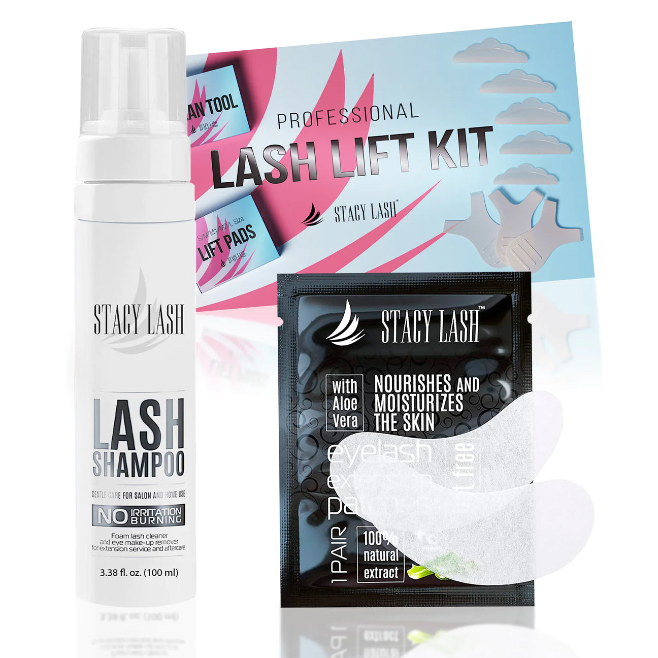 Stacy Lash Bundle: Lift Kit & Eye Pads 100pack & Lash Shampoo 100ml