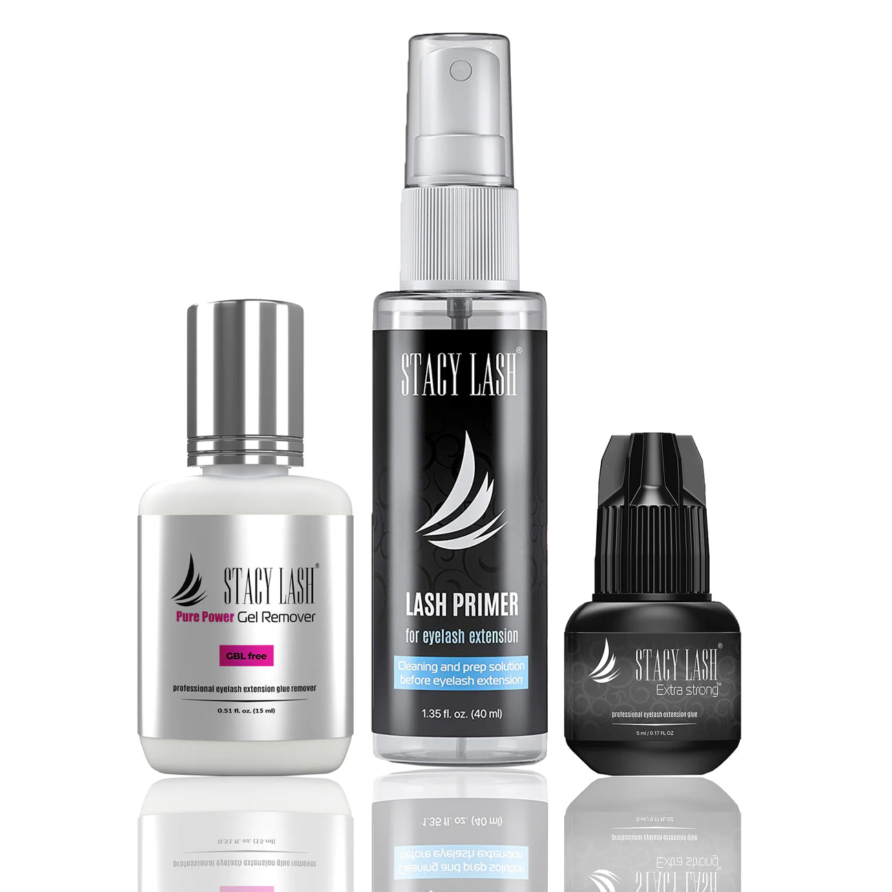 Stacy Lash Bundle: Extra Strong 5ml & Primer 40ml & Pure Gel Remover 15ml