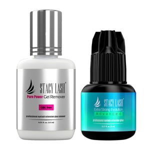 Stacy Lash Bundle: Advanced Eyelash Extension Glue 5ml & Pure Power Gel Remover 15ml