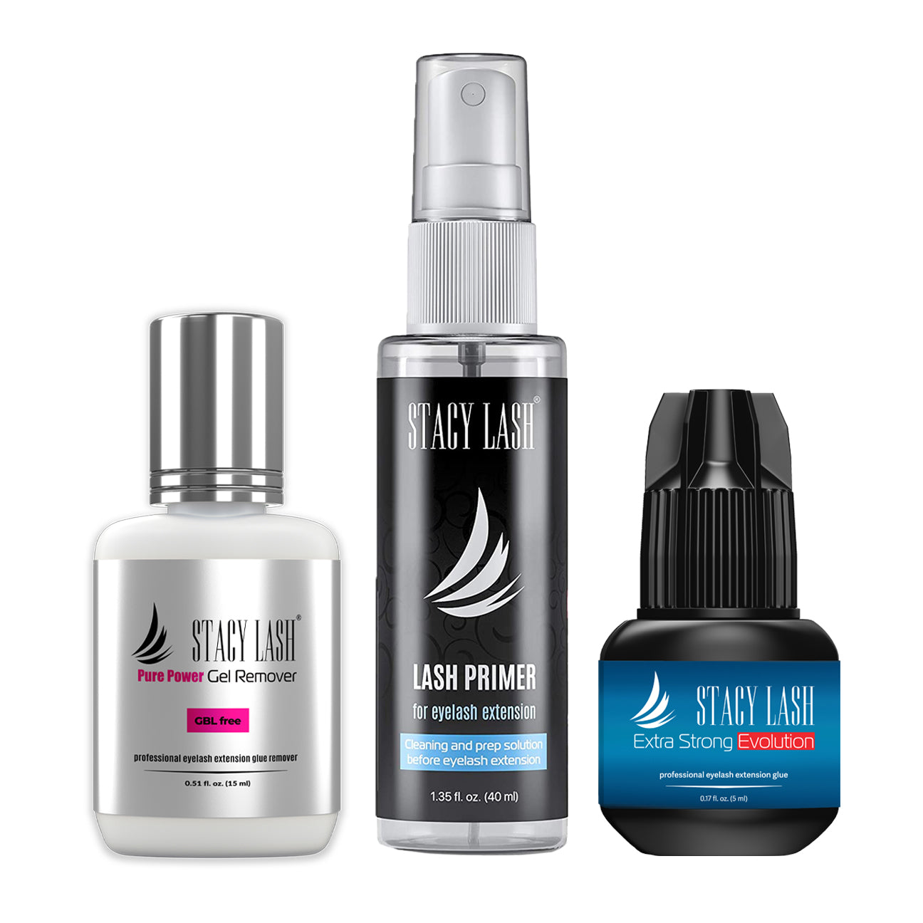 Stacy Lash Bundle: Evolution 5ml & Primer 40ml & Pure Gel Remover 15ml
