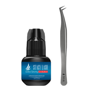 Stacy Lash Bundle: Evolution 5ml & STL-6 Eyelash Extension Tweezers