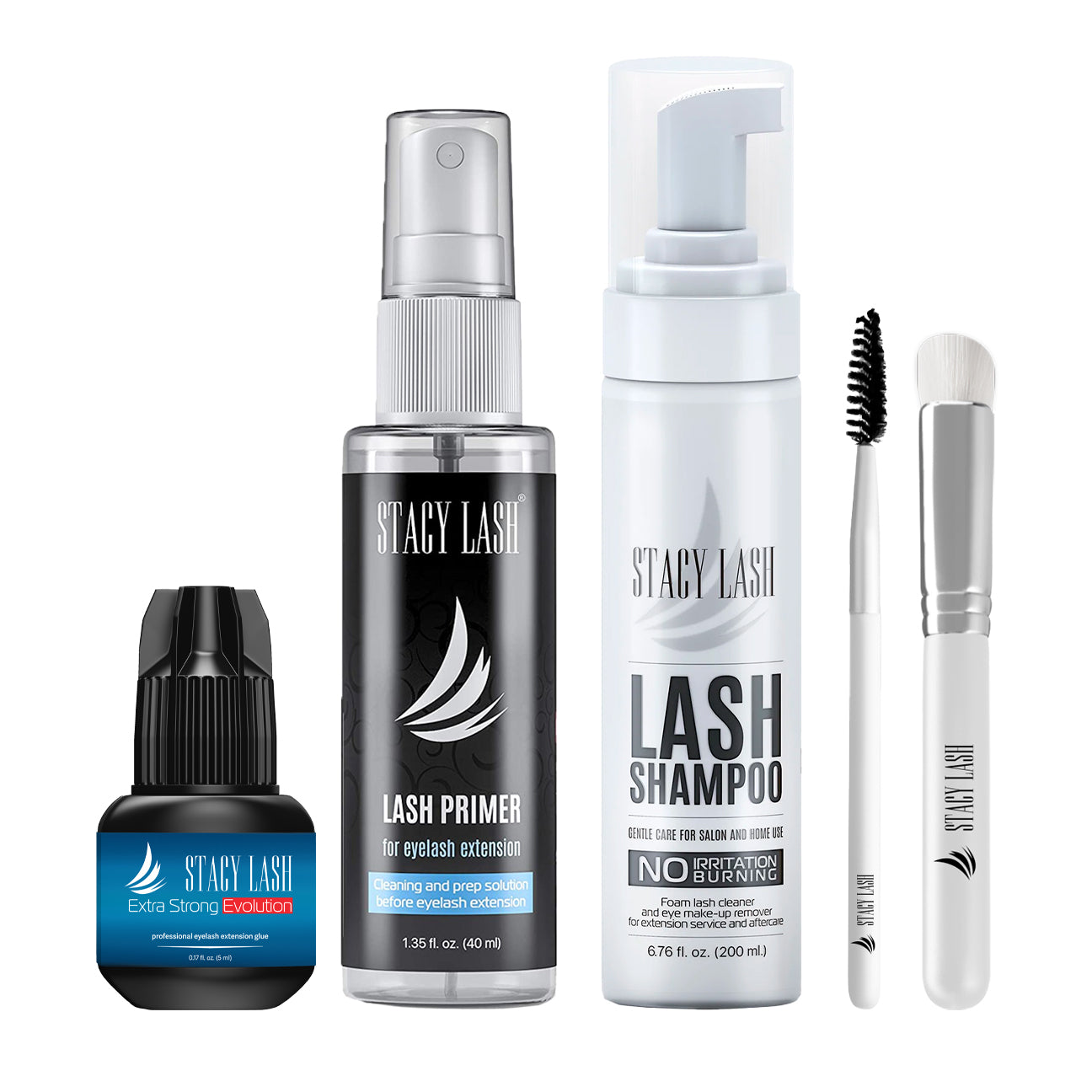 Stacy Lash Bundle: Extra Strong Evolution 5ml / & Primer 40ml & Lash Shampoo 200ml/6.76fl.oz