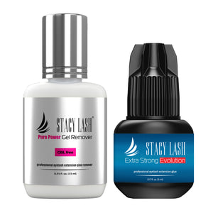 Stacy Lash Bundle: Evolution Eyelash Extension Glue 5ml & Pure Power Gel Remover 15 ml