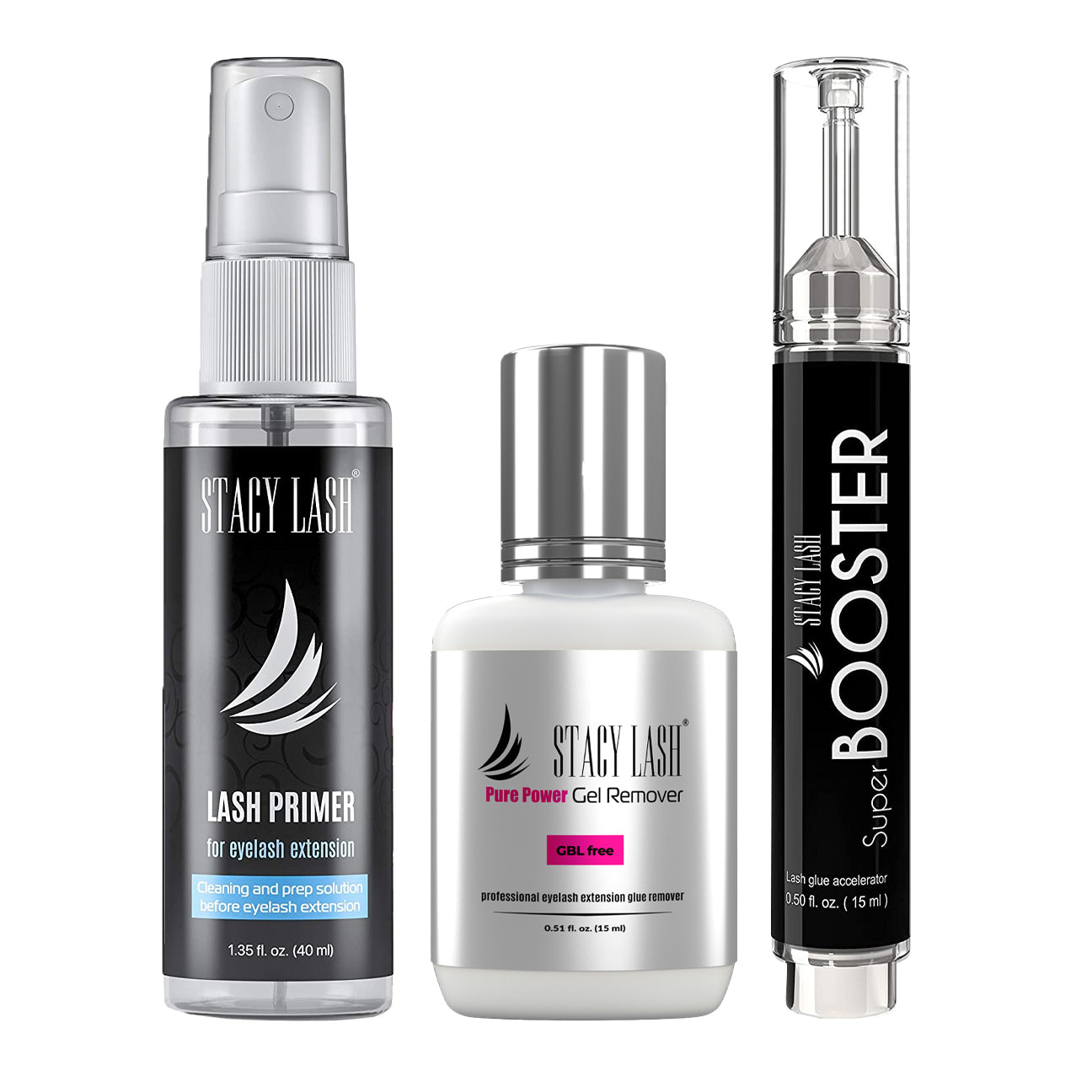 Stacy Lash Bundle: Primer 40ml & Pure Power Gel Remover 15ml & Booster 15 ml