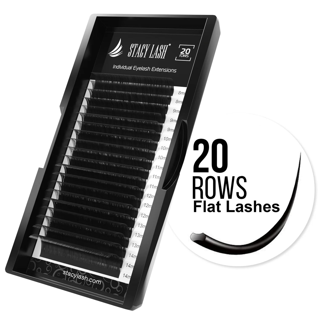 20 Rows - Flat (Ellipse) Eyelash Extensions B Curl