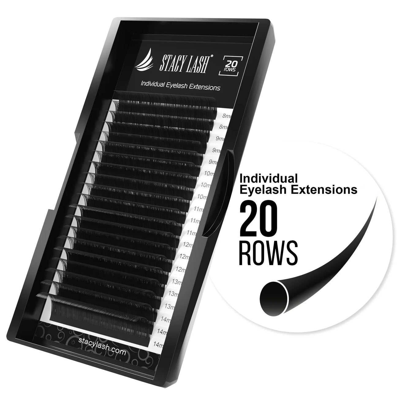 20 Rows - Mink Eyelash Extensions B Curl