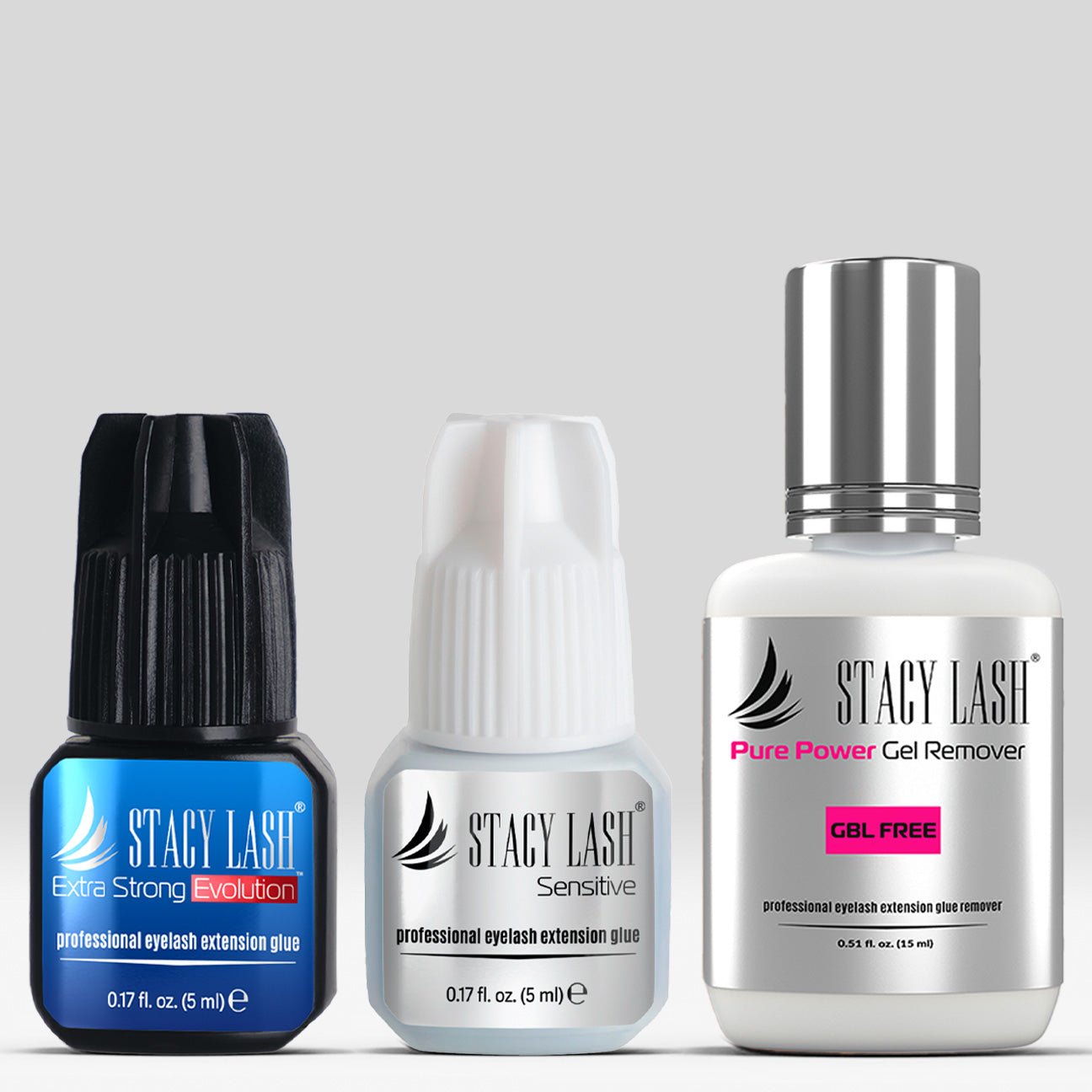 Stacy Lash Bundle: Evolution 5ml & Sensitive 5 ml & Pure Gel Remover 15ml - 