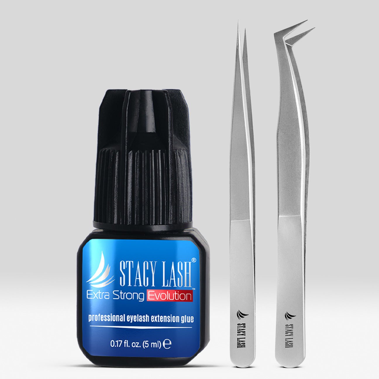 Stacy Lash Bundle: Evolution 5ml & STL2 & STL5 Lash Extension Tweezers - 