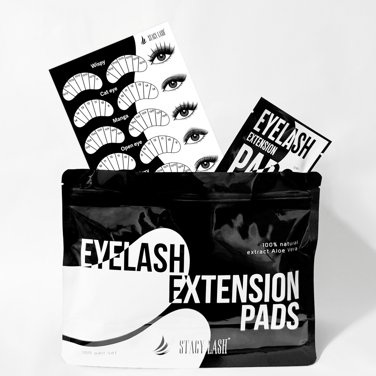 Stacy Lash Bundle: Extra Bonder 0.50 fl. oz. /15ml & Primer 40ml & 100 Pairs Set Under Eye Gel Pads - 