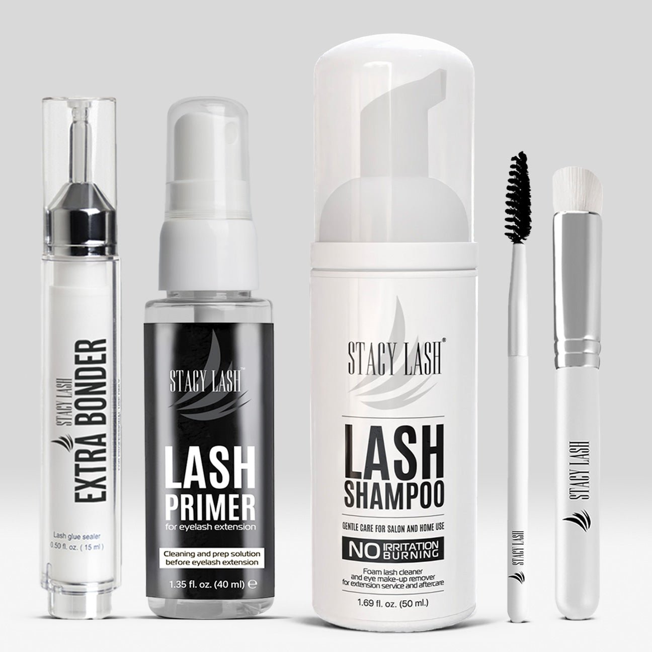 Stacy Lash Bundle: Extra Bonder 0.50 fl. oz. / 15ml & Primer 40ml & Lash Shampoo 50ml/1.69fl.oz - 