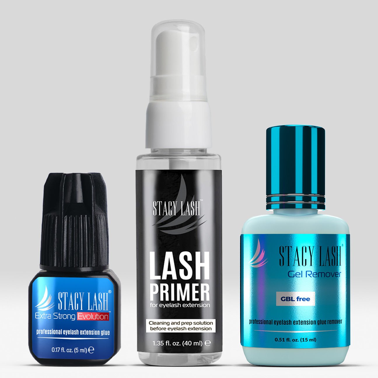 Stacy Lash Bundle: Extra Strong Evolution 5ml & Primer 40ml & Gel Remover 15ml/0.51 fl.oz - 
