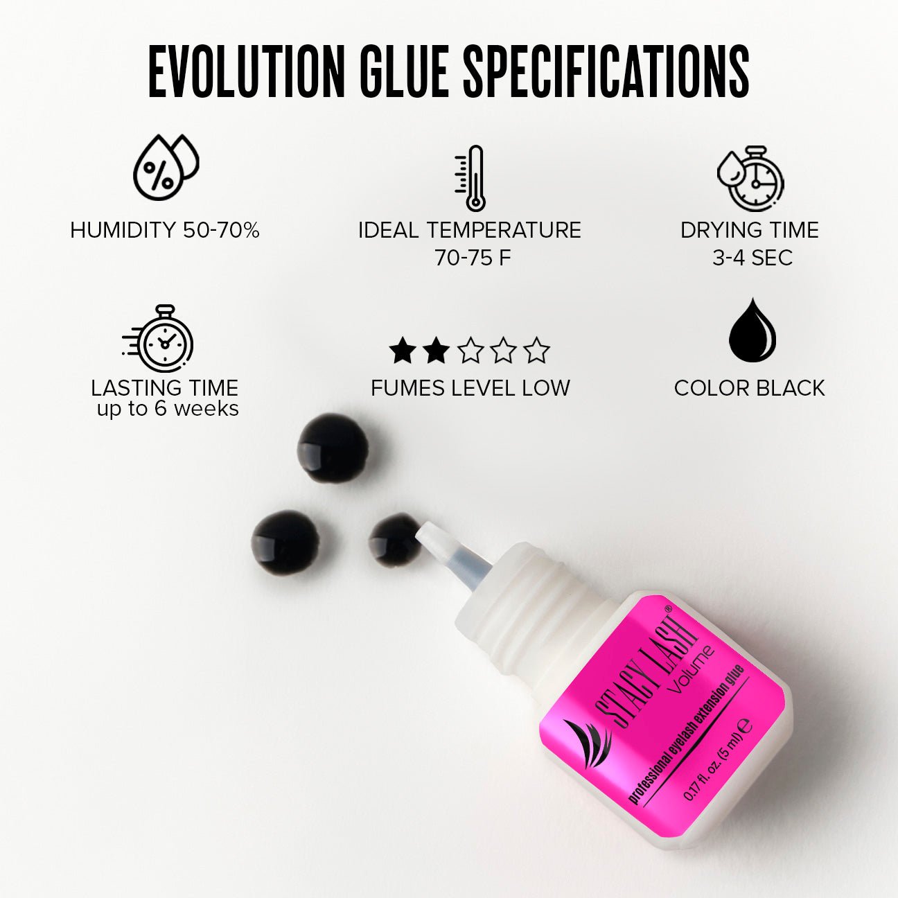 Stacy Lash Bundle: Eyelash Extension Glue - Crystal Clear 5ml & Volume 5ml - 