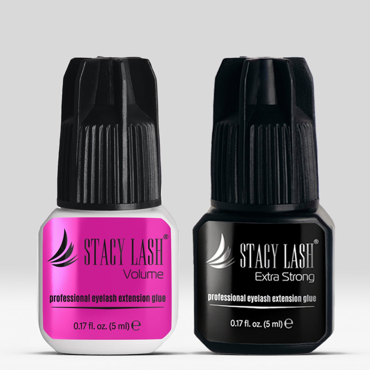 Stacy Lash Bundle: Eyelash Extension Glue - Extra Strong 5ml & Volume 5ml - 