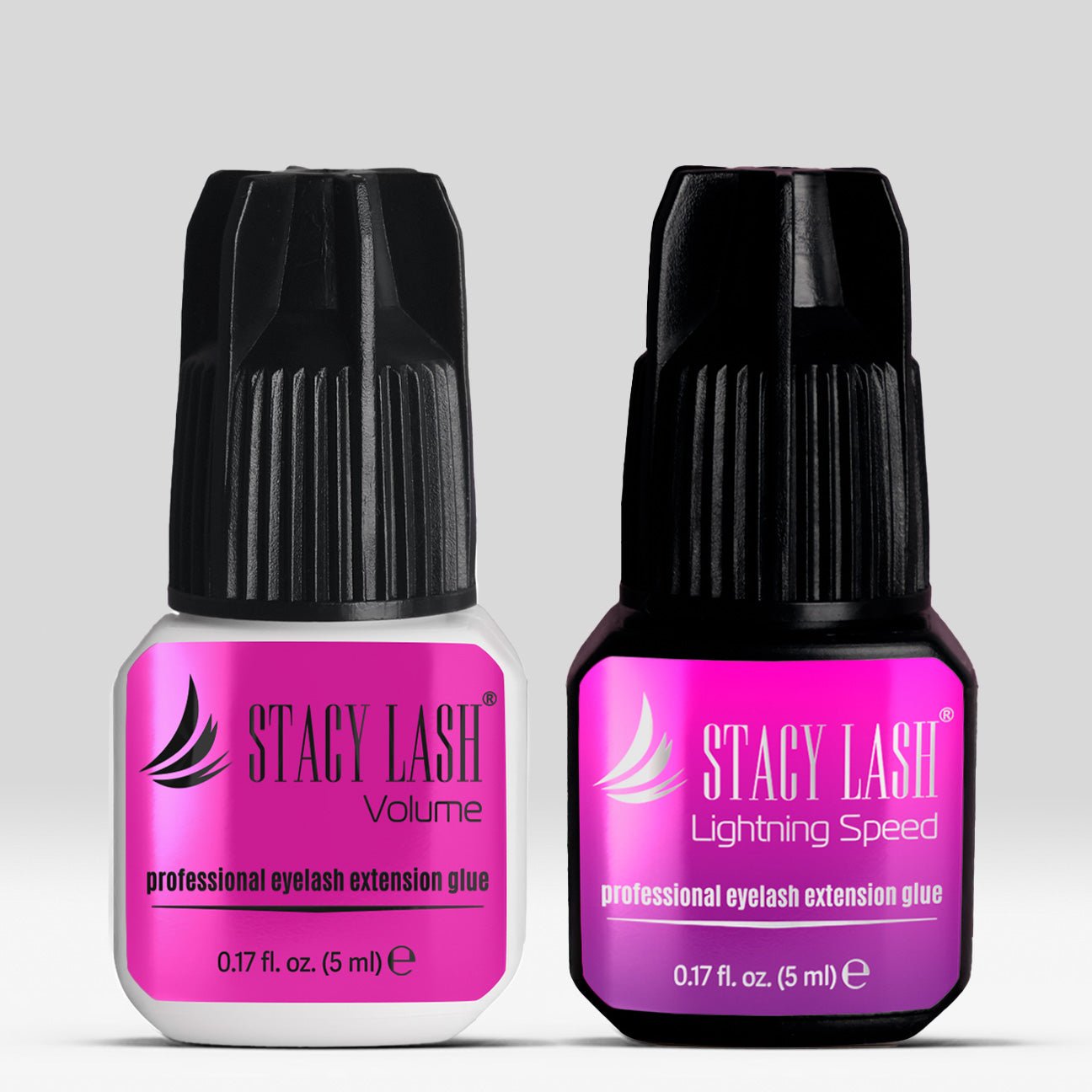 Stacy Lash Bundle: Eyelash Extension Glue - Lightning Speed 5ml & Volume 5ml - 