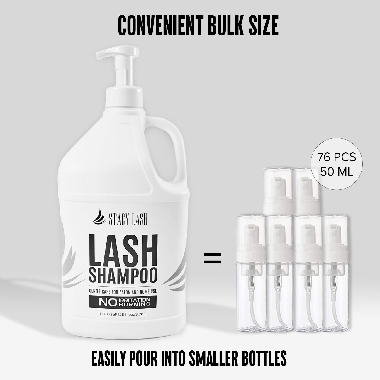 Stacy Lash Bundle: Eyelash Extension Shampoo 1 US Gal & 100 Pairs Set Under Eye Gel Pads - 