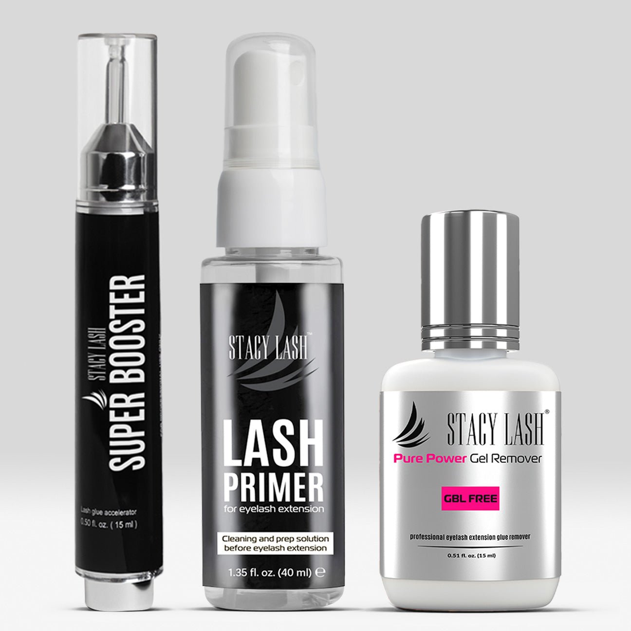 Stacy Lash Bundle: Primer 40ml & Pure Power Gel Remover 15ml & Booster 15 ml - 