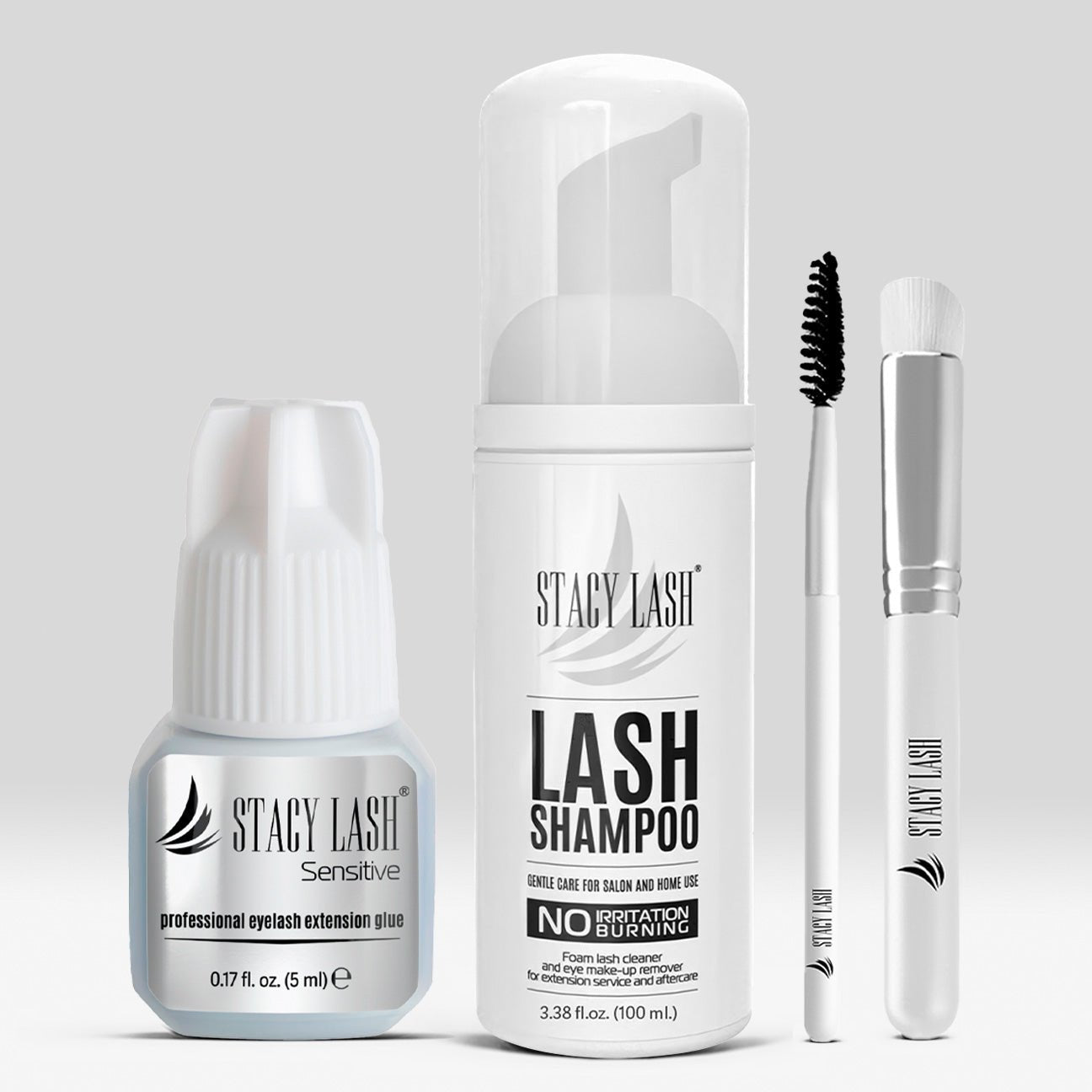 Stacy Lash Bundle: Sensitive Eyelash Extension Glue 5 ml & Lash Shampoo 100ml - 