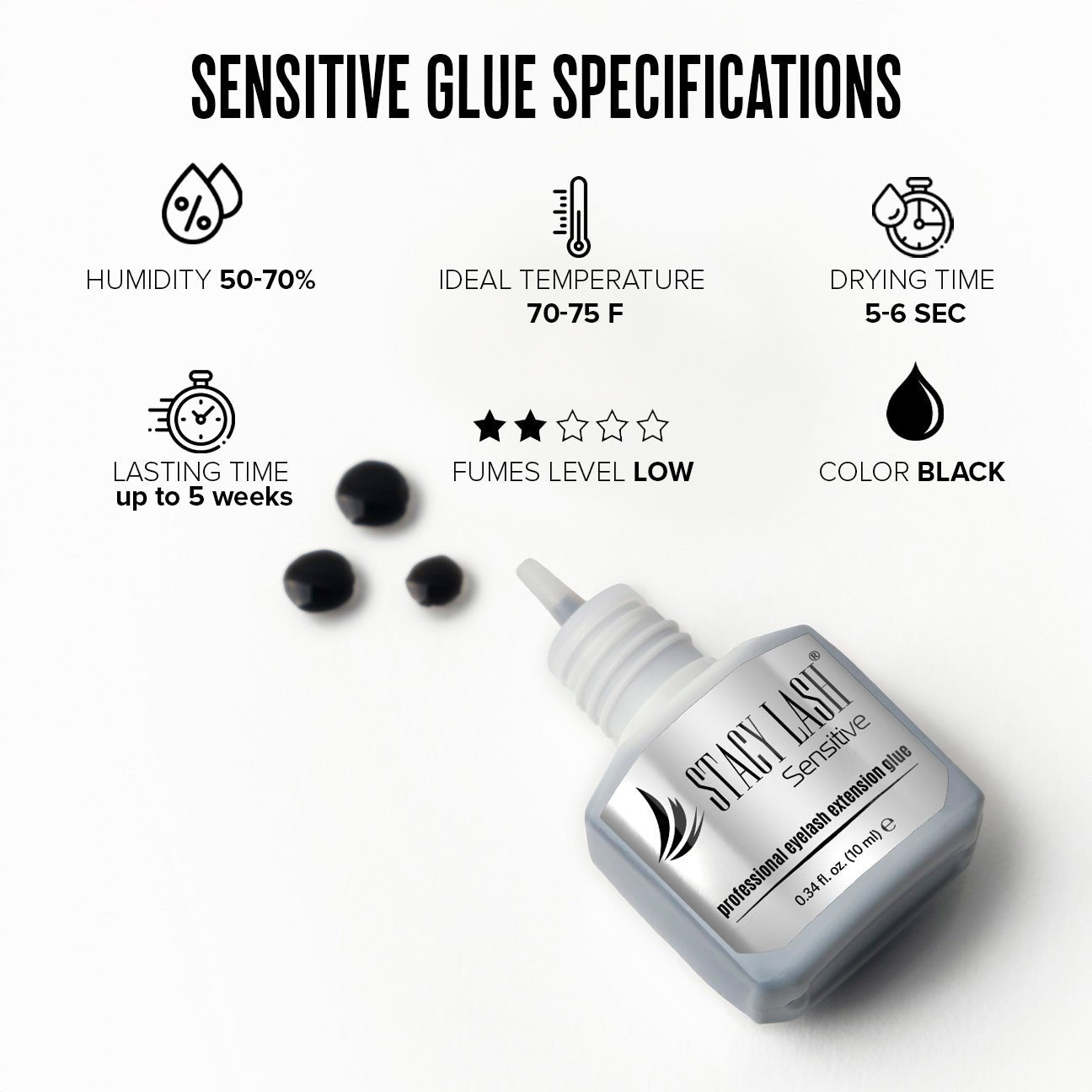 Stacy Lash Bundle: Sensitive Eyelash Extension Glue 5 ml & Lash Shampoo 100ml - 