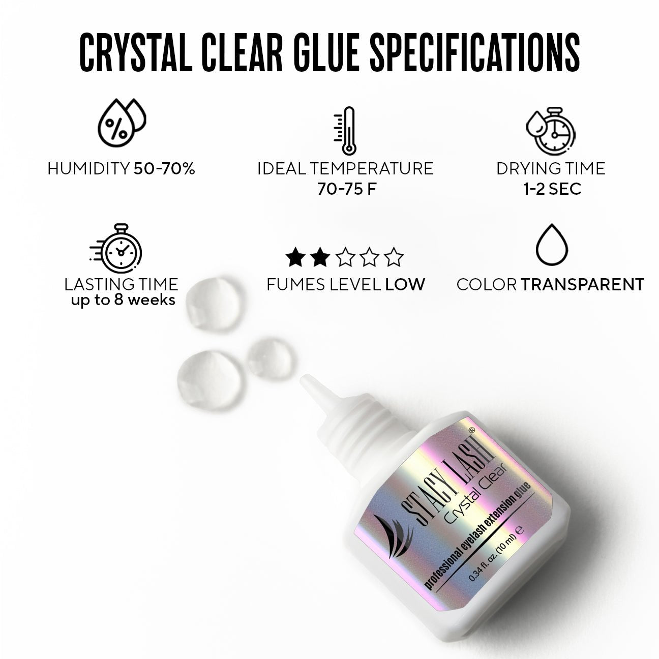 Stacy Lash Crystal Clear Eyelash Extension Glue - 10ml - 