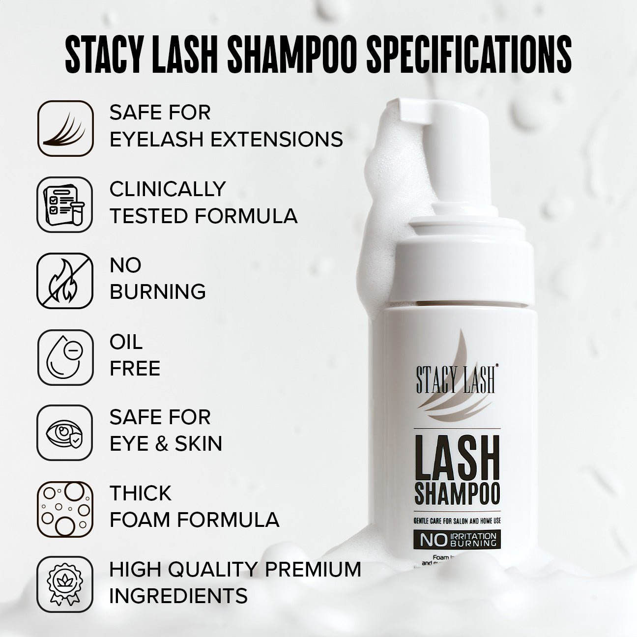 Stacy Lash Shampoo / Foam Cleanser / 3.38 Fl. Oz. / 100 Ml - 