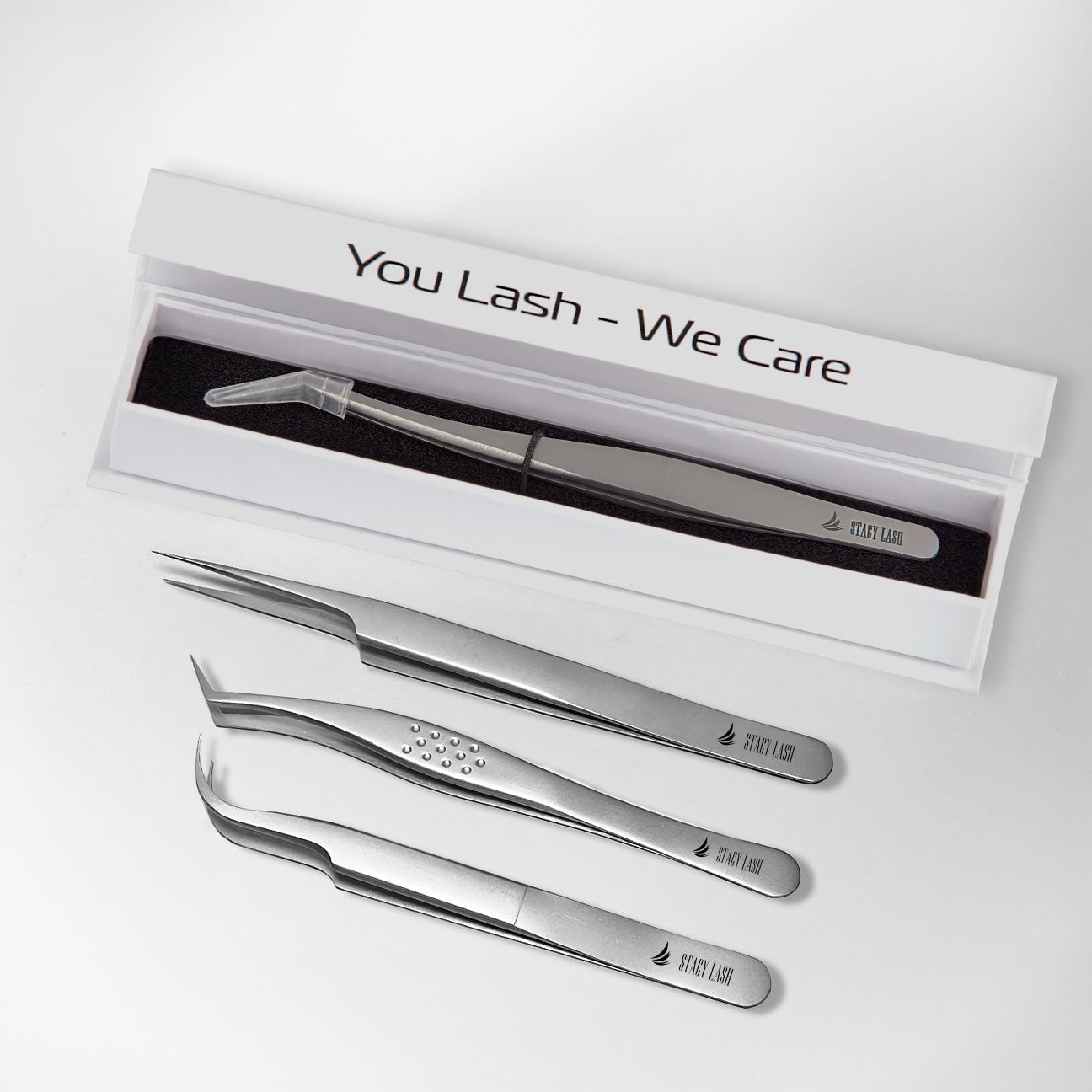 Stacy Lash STL - 11 Curved L - Shaped Multifunctional Tweezers for Eyelash Extensions - 
