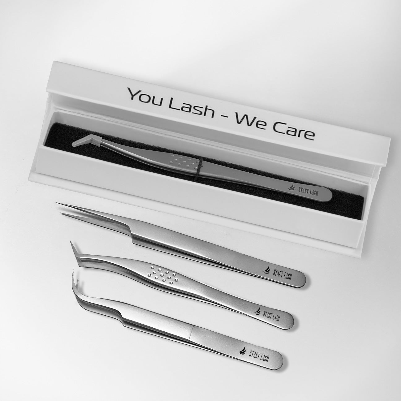 Stacy Lash STL - 14 Curved L - Shaped Multifunctional Tweezers for Eyelash Extensions - 