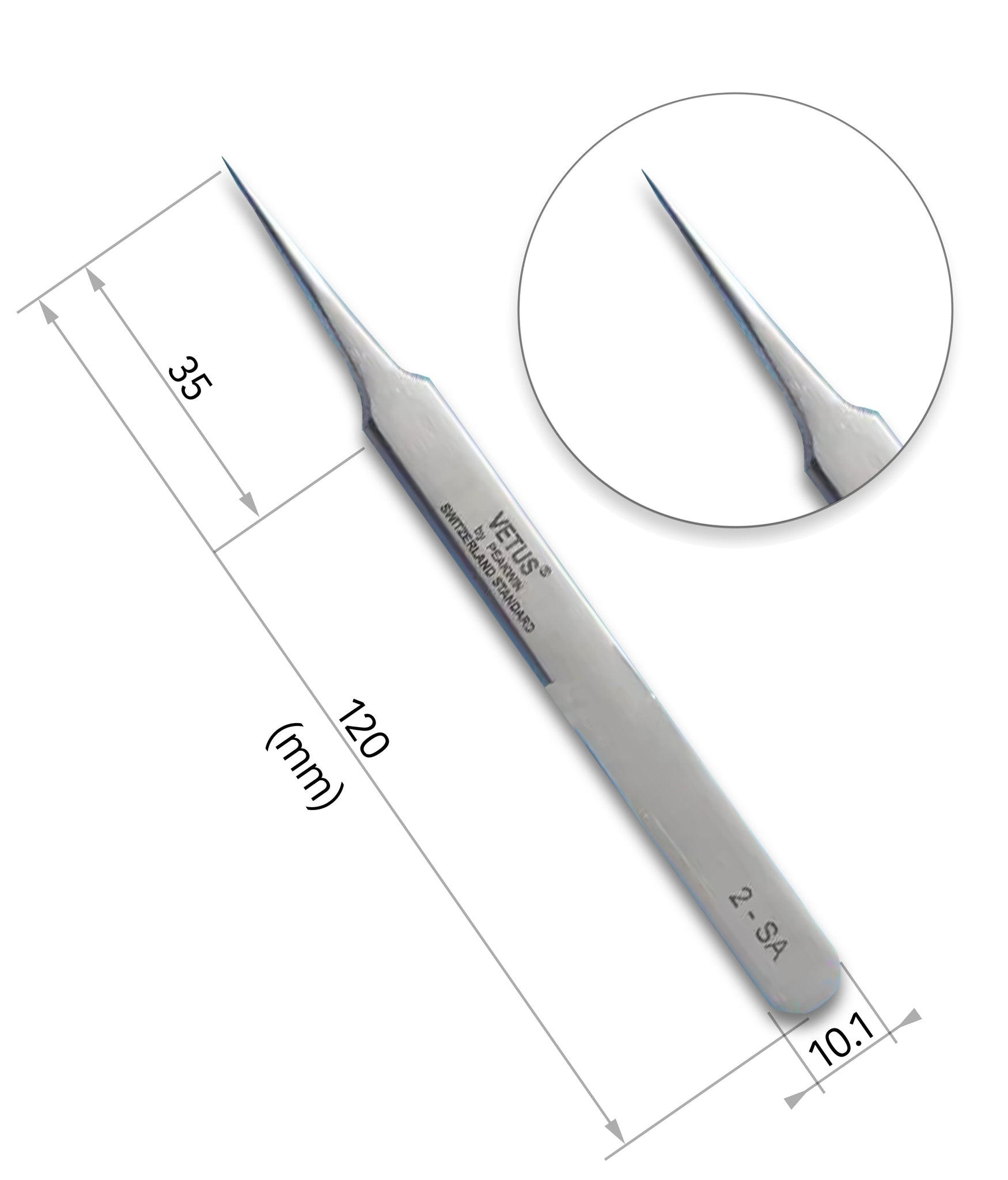 Vetus 2-SA A-Shape Tweezers for Isolation and Classic Eyelash Extensions photo 2