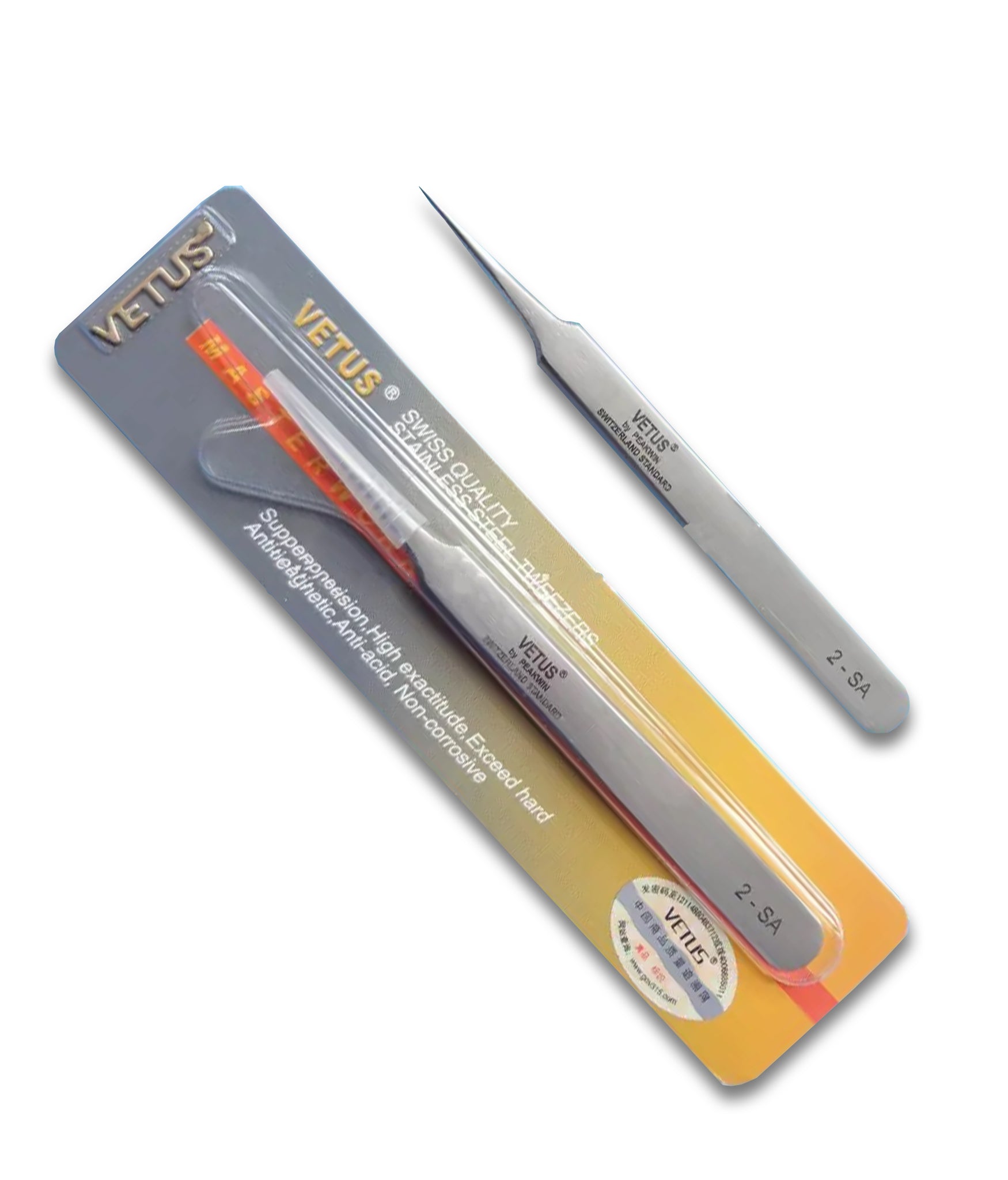 Vetus 2-SA A-Shape Tweezers for Isolation and Classic Eyelash Extensions