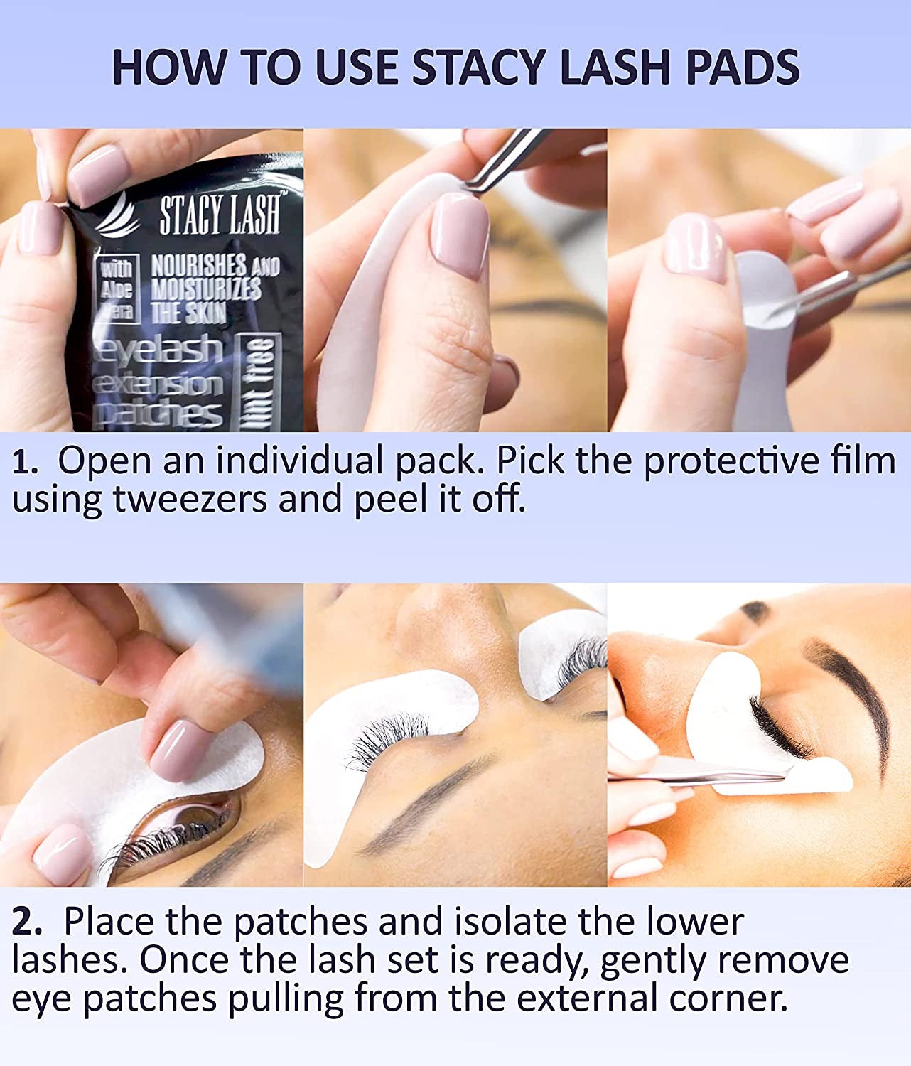 Stacy Lash Bundle: Eyelash Extension Shampoo 1 US Gal & 100 Pairs Set Under Eye Gel Pads