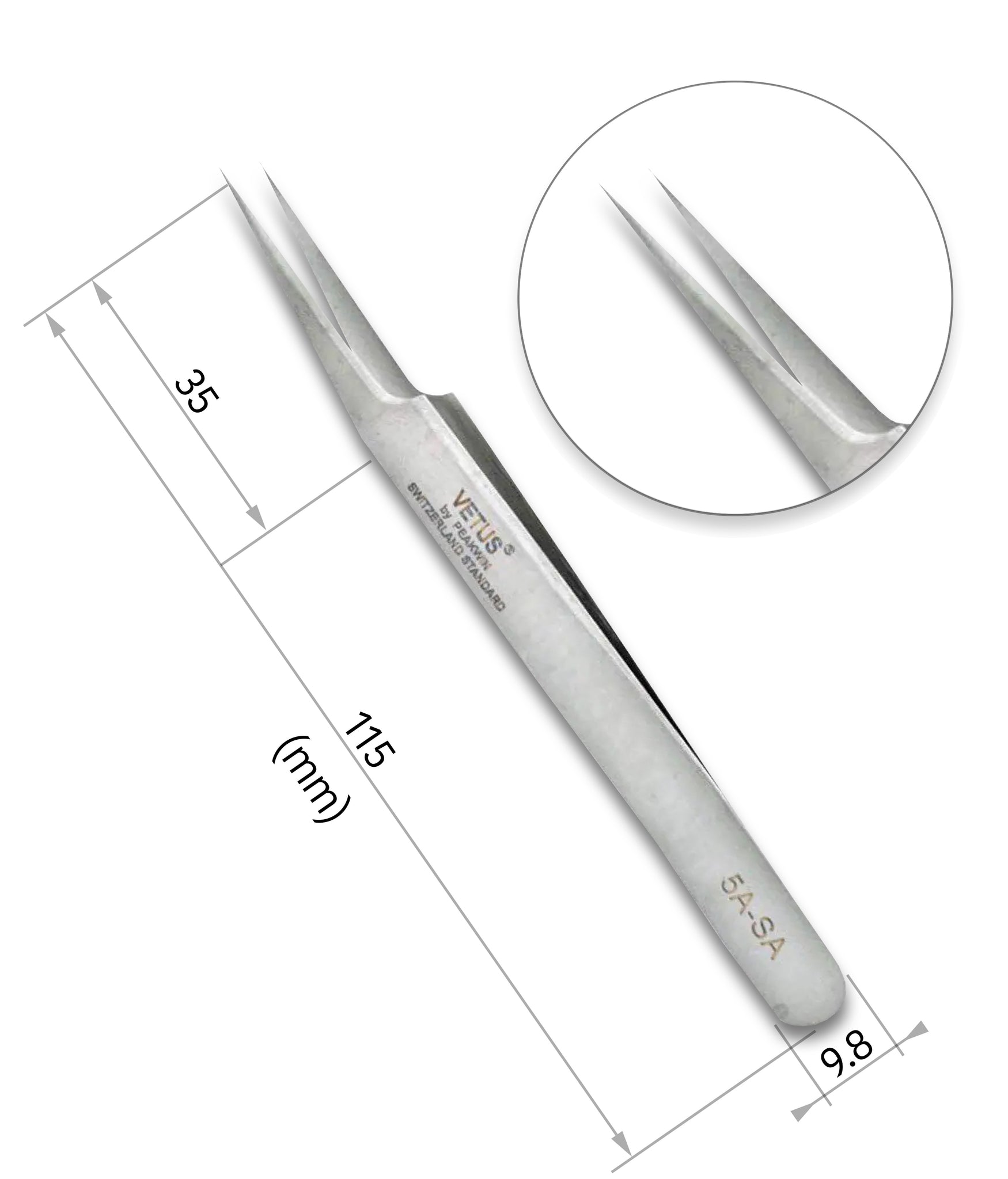 Vetus 5A-SA  I-Shape Tweezers for Isolation and Classic Eyelash Extensions photo 2