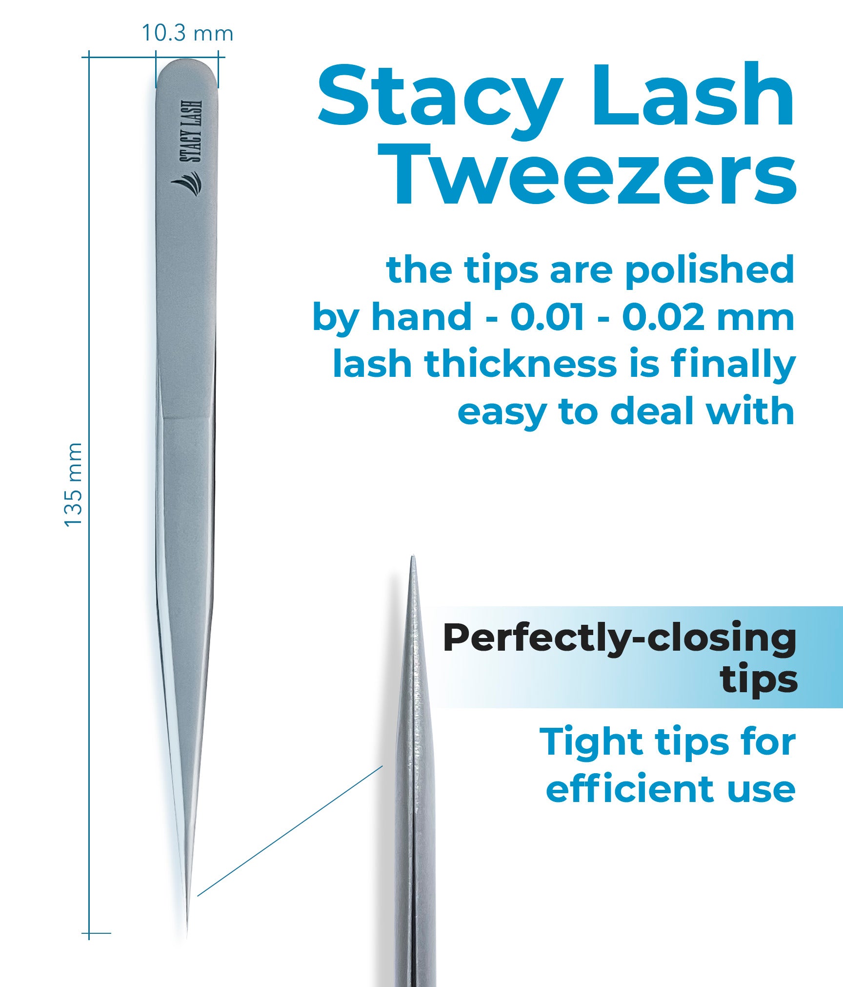 Stacy Lash STL-2 I-Shaped Isolation Tweezers for Eyelash Extensions